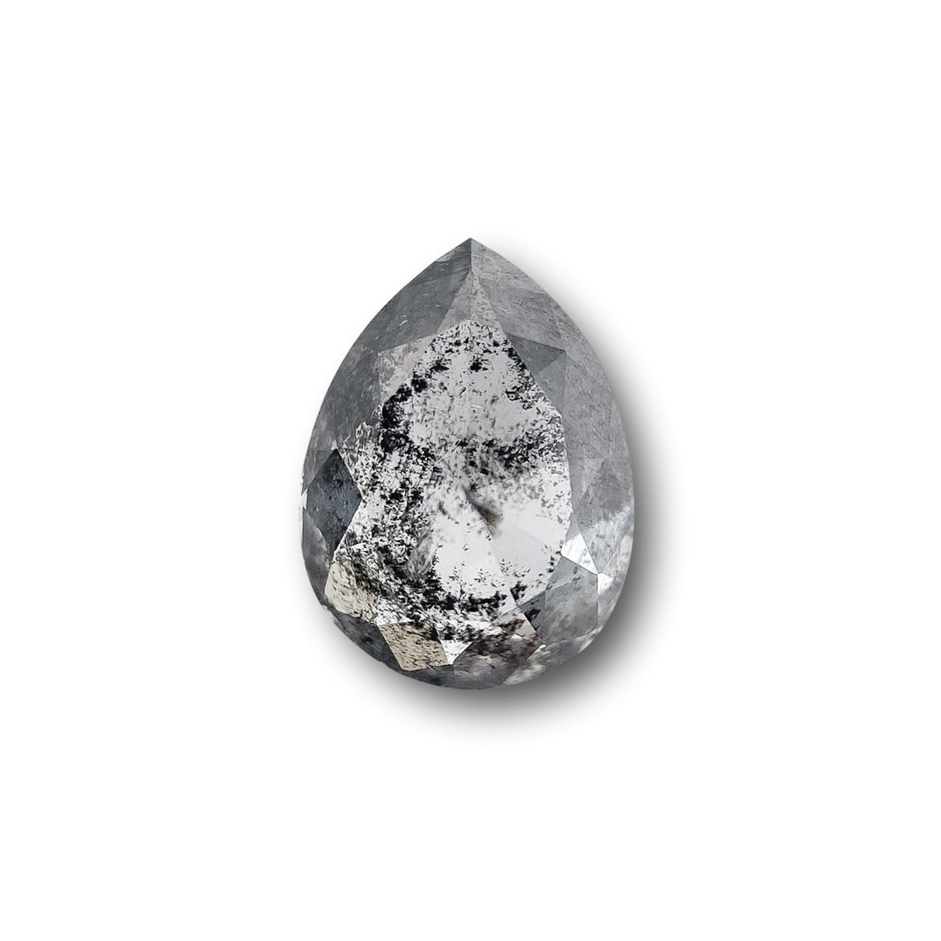 0.84ct | Salt & Pepper Pear Shape Rose Cut Diamond - Modern Rustic Diamond