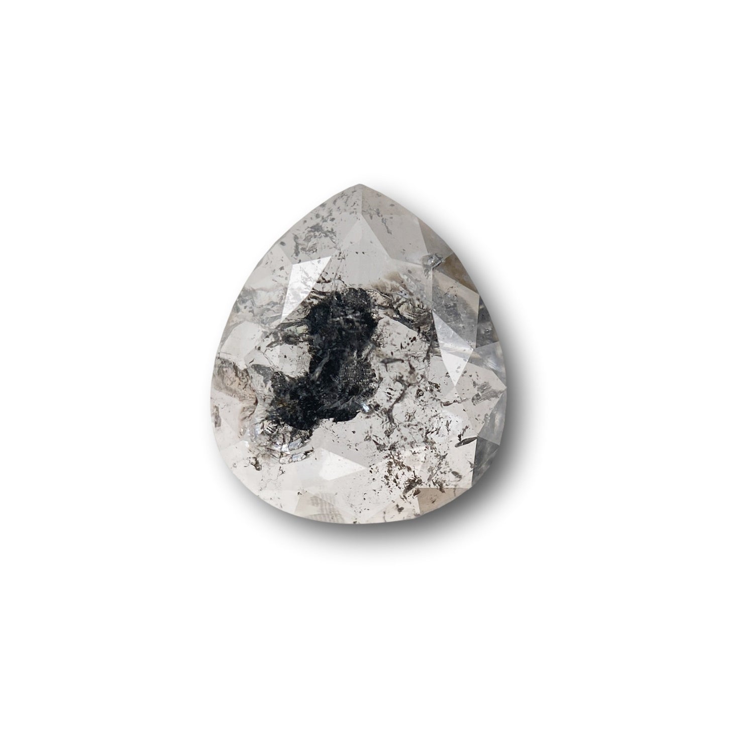 1.61ct | Salt & Pepper Pear Shape Rose Cut Diamond - Modern Rustic Diamond