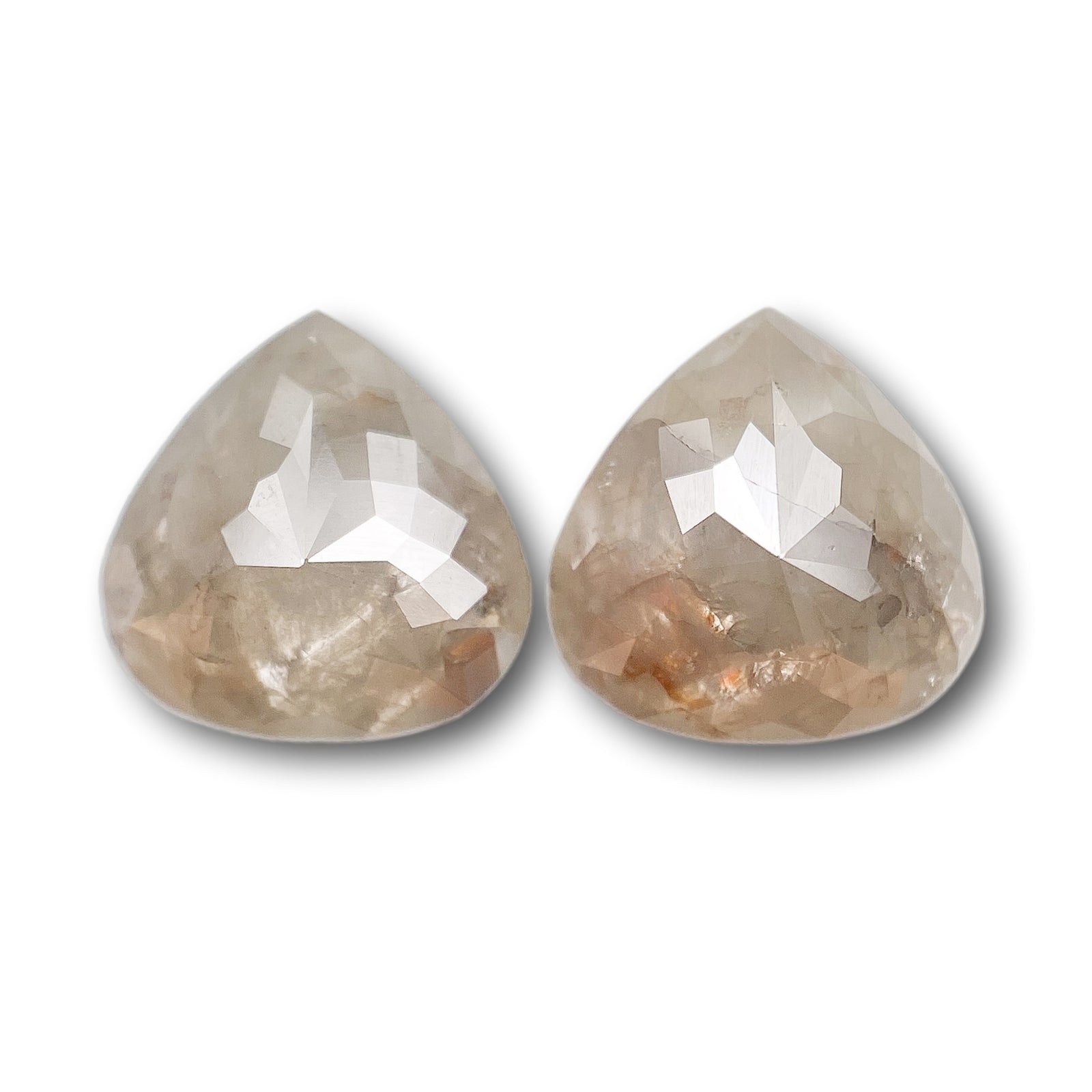 2.74cttw | Rustic  Pear Shape Rose Cut Diamond Matched Pair - Modern Rustic Diamond