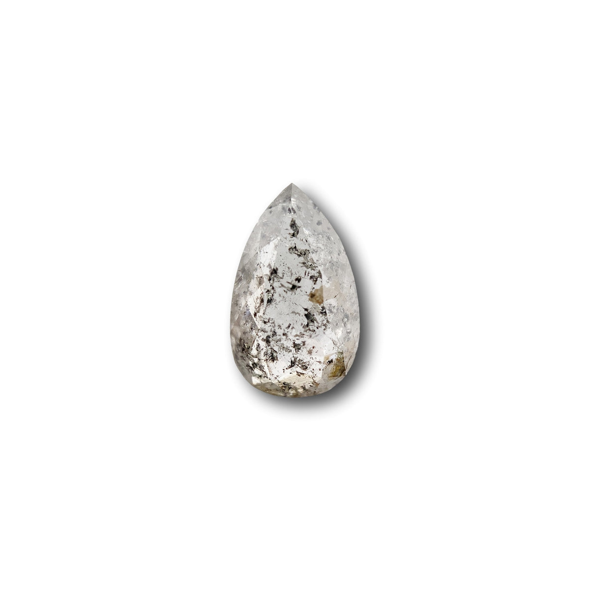 1.10ct | Salt &amp; Pepper Pear Shape Rose Cut Diamond - Modern Rustic Diamond
