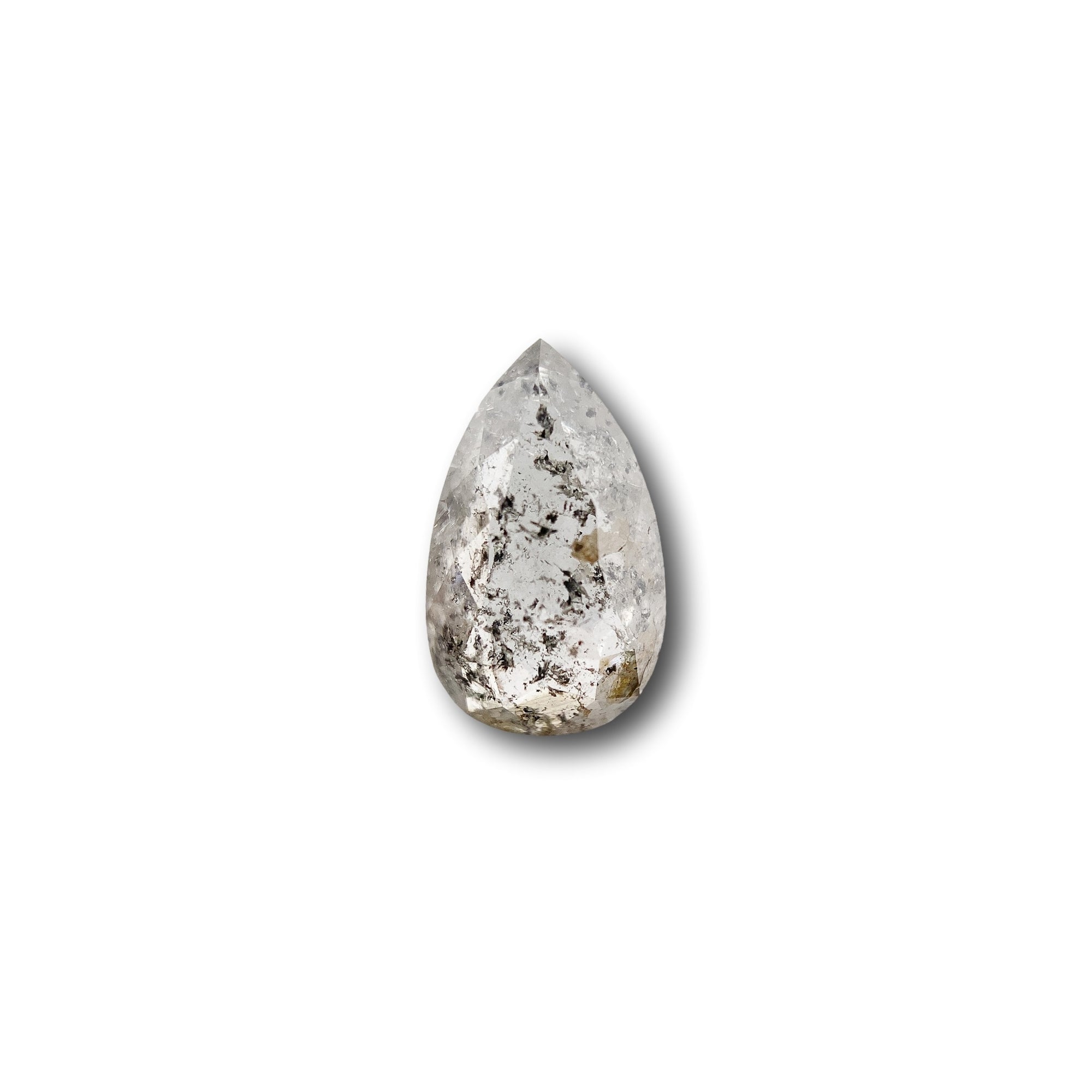 1.10ct | Salt & Pepper Pear Shape Rose Cut Diamond - Modern Rustic Diamond