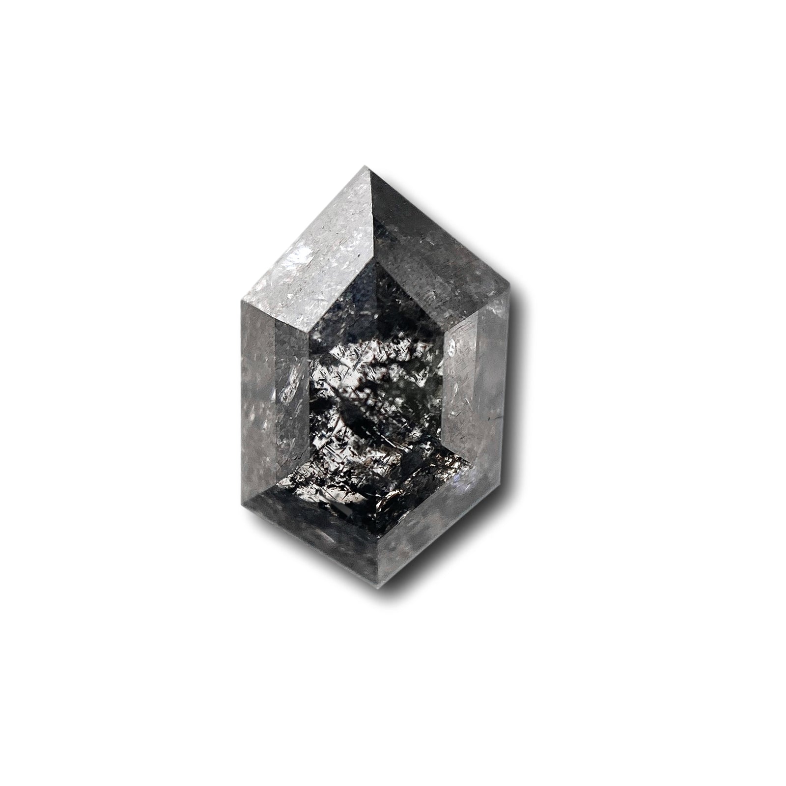 1.13ct | Salt & Pepper Hexagon Shape Rose Cut Diamond - Modern Rustic Diamond
