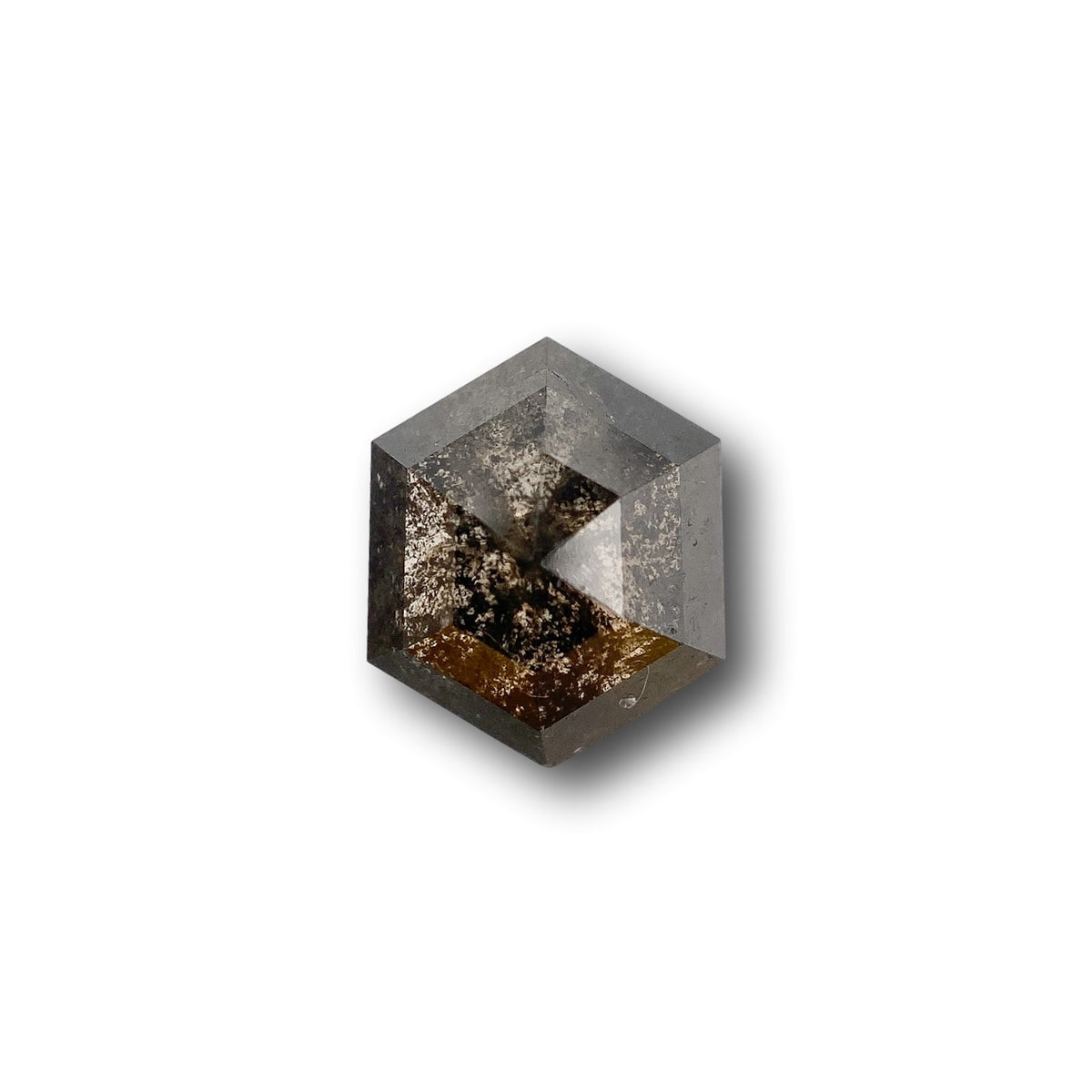1.21ct | Salt &amp; Pepper Hexagon Shape Rose Cut Diamond - Modern Rustic Diamond
