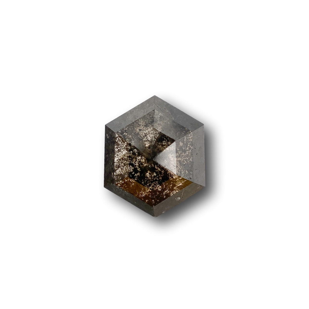 1.21ct | Salt & Pepper Hexagon Shape Rose Cut Diamond - Modern Rustic Diamond