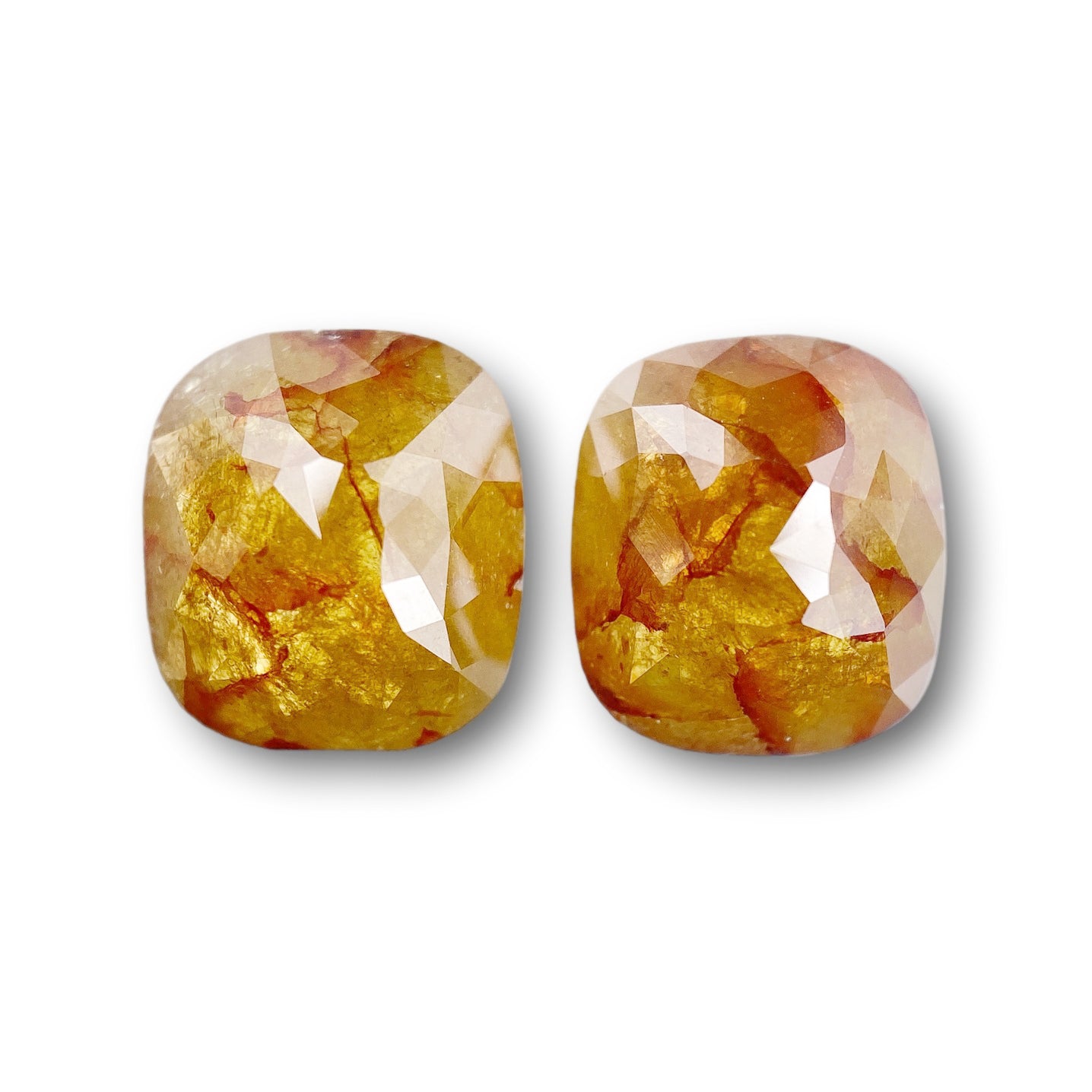 3.52cttw | Salt & Pepper Cushion Shape Rose Cut Diamond Matched Pair - Modern Rustic Diamond