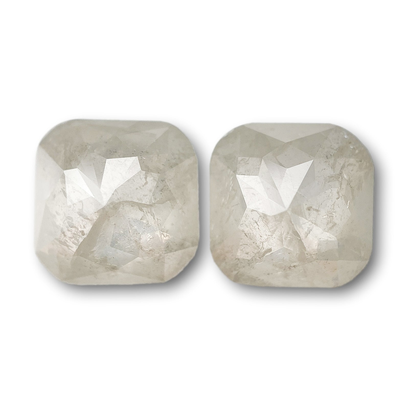 5.20cttw | Salt & Pepper Cushion Shape Brilliant Cut Diamond Matched Pair - Modern Rustic Diamond