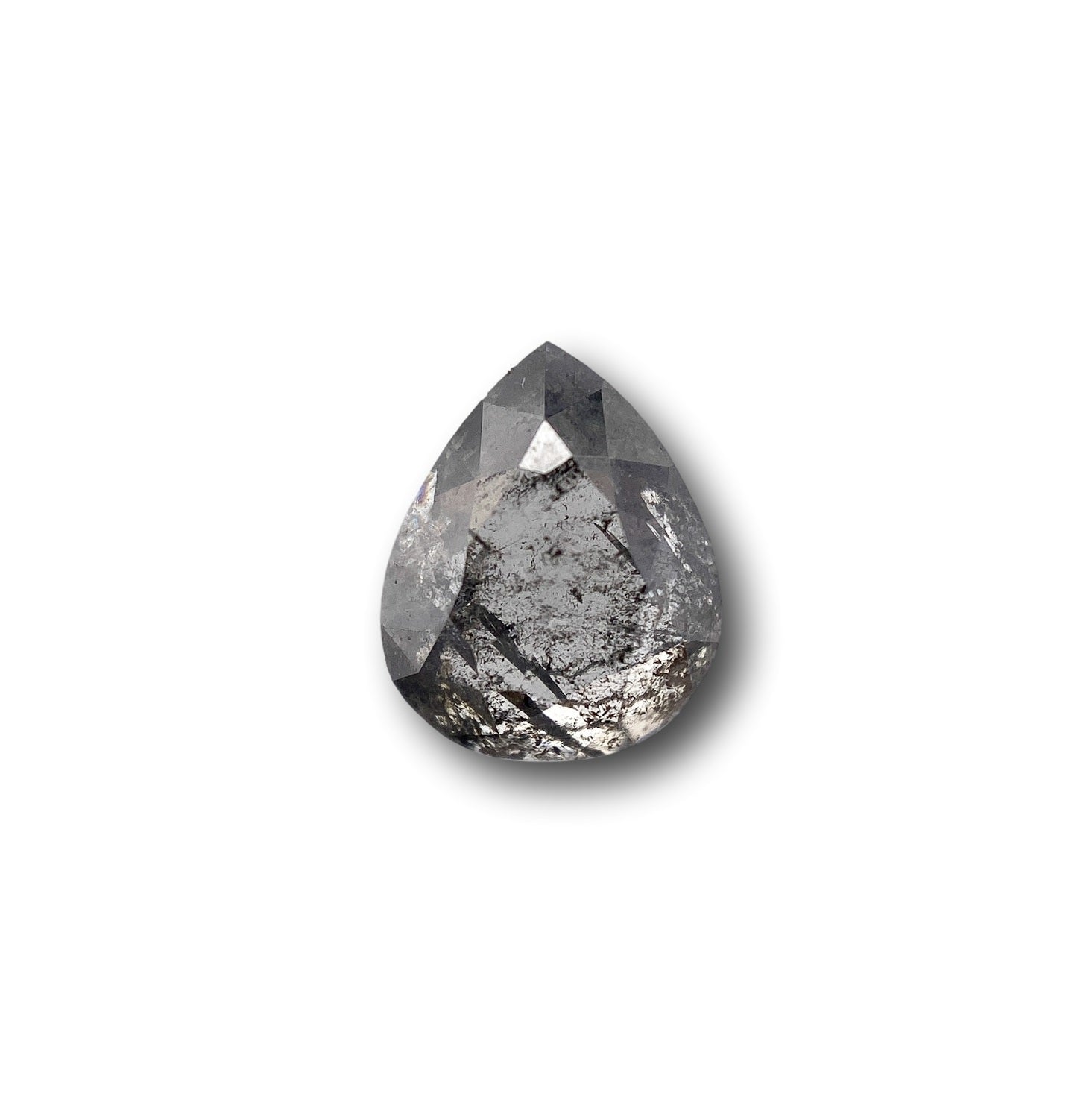 1.54ct | Salt & Pepper Pear Shape Rose Cut Diamond - Modern Rustic Diamond