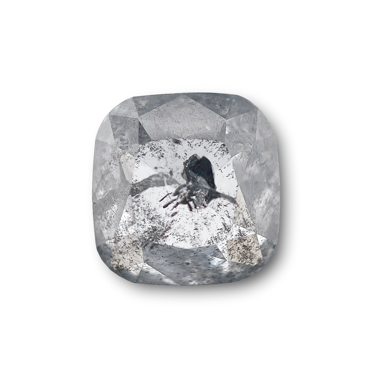 1.32ct | Salt & Pepper Cushion Shape Rose Cut Diamond - Modern Rustic Diamond