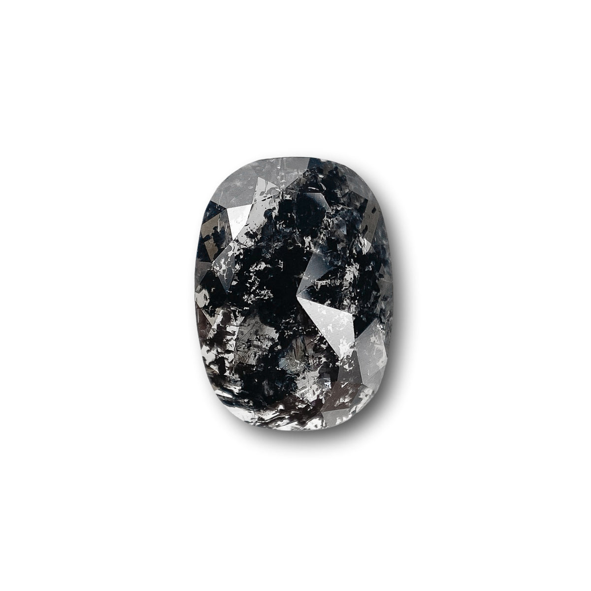 1.05ct | Salt &amp; Pepper Cushion Shape Rose Cut Diamond - Modern Rustic Diamond