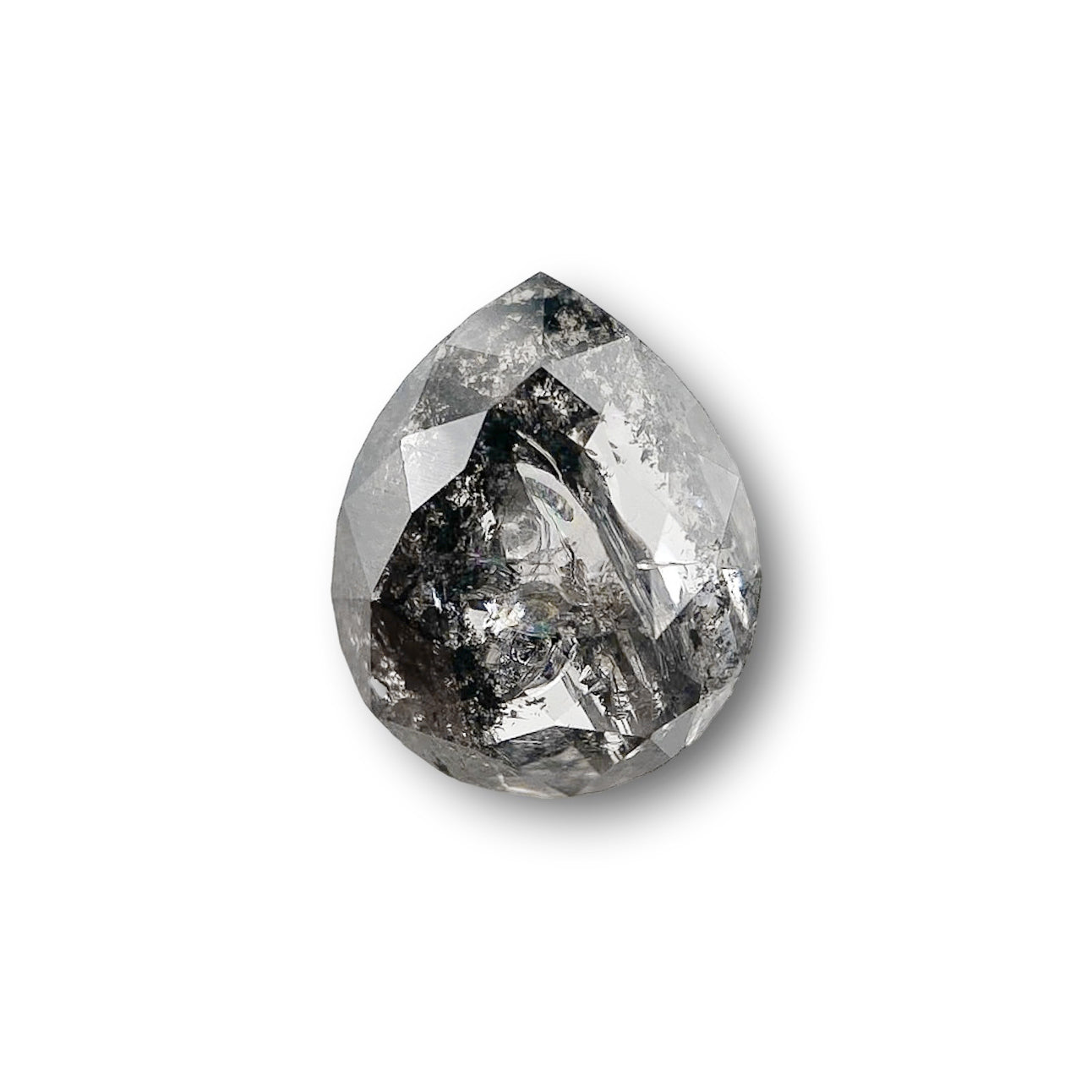 0.72ct | Salt & Pepper Pear Shape Rose Cut Diamond - Modern Rustic Diamond