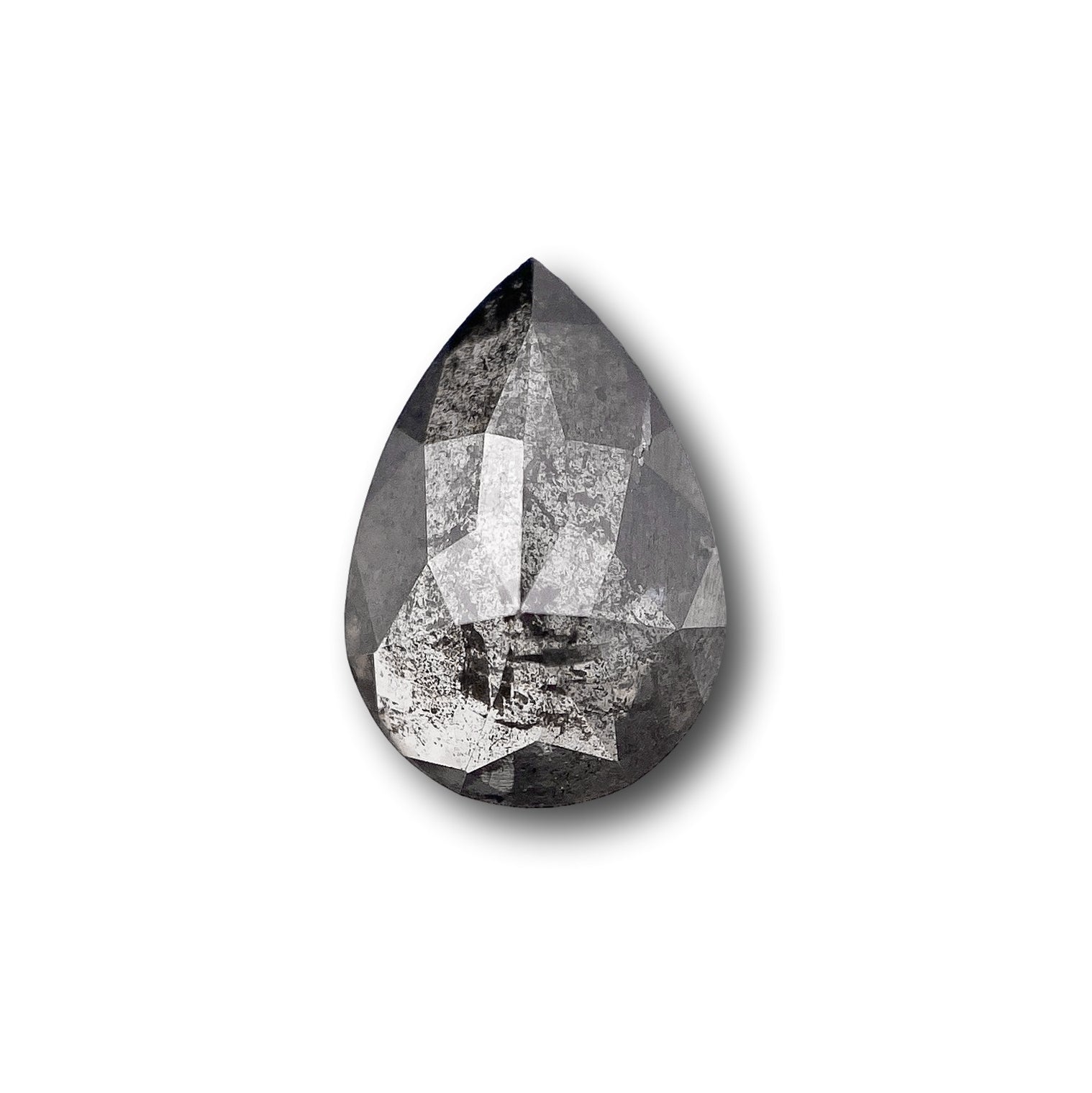 0.96ct | Salt & Pepper Pear Shape Rose Cut Diamond - Modern Rustic Diamond