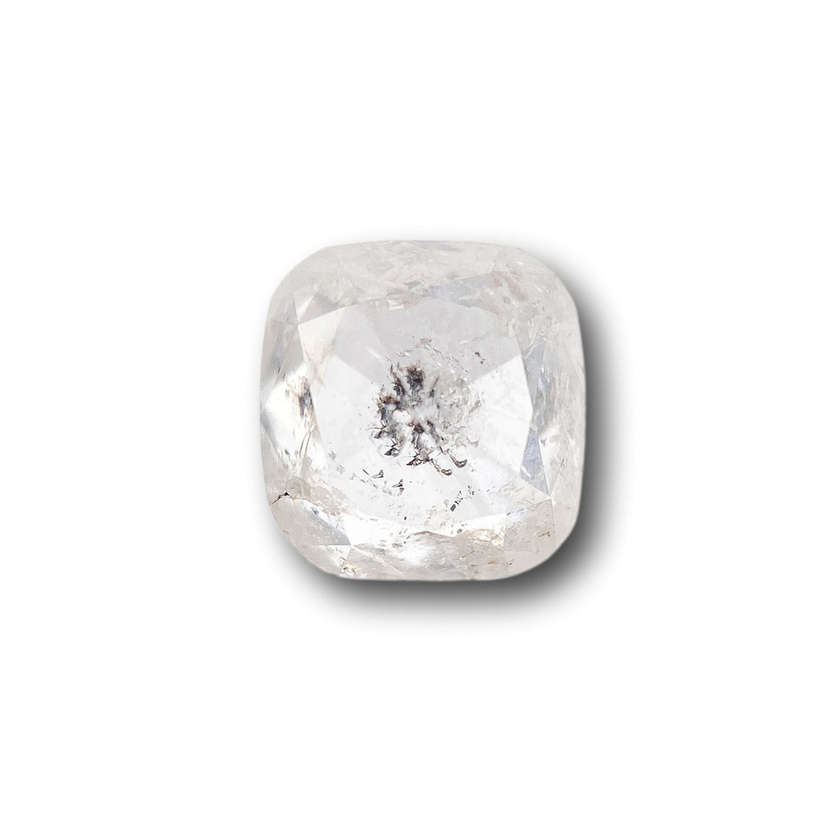 0.94ct | Salt &amp; Pepper Cushion Shape Rose Cut Diamond - Modern Rustic Diamond