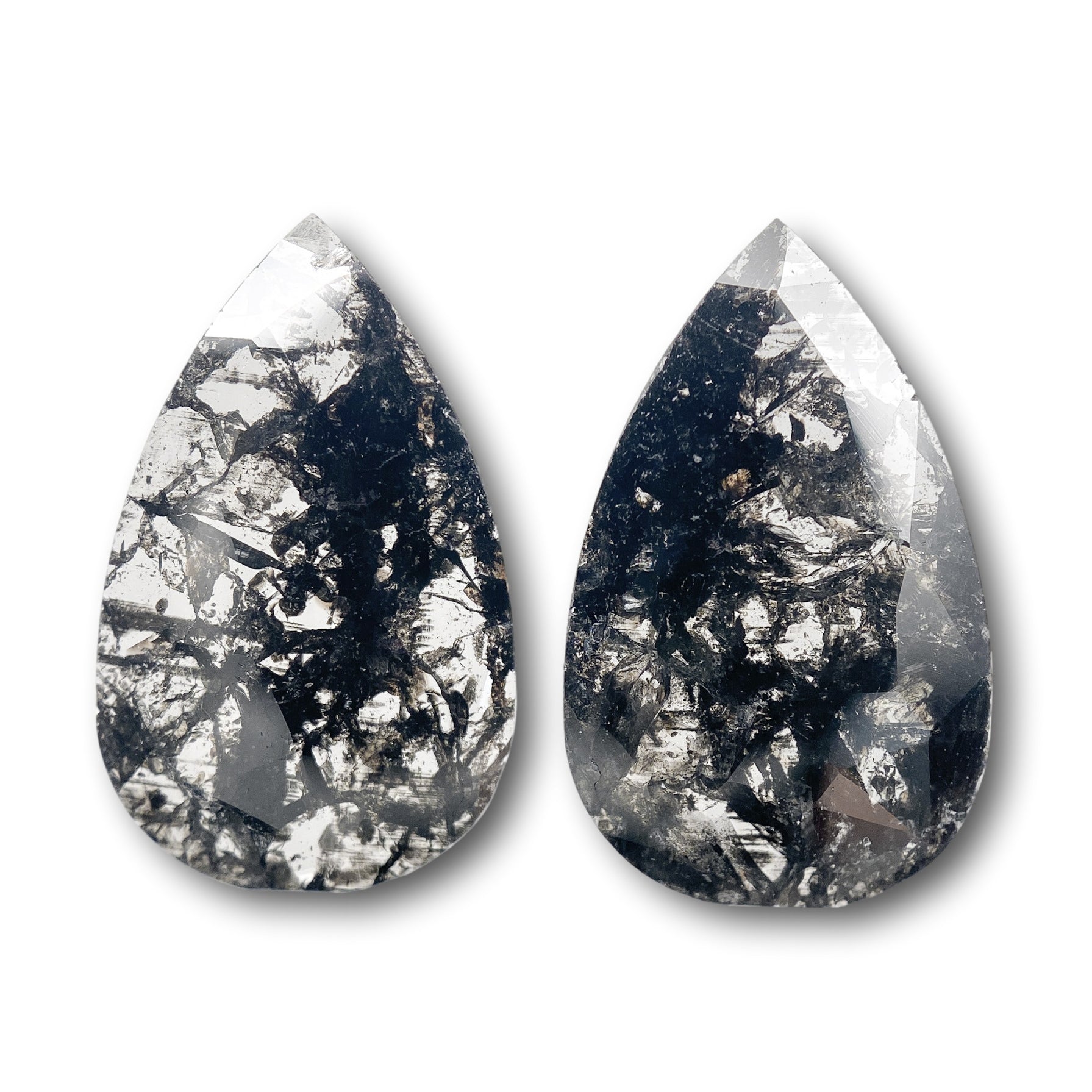 3.58cttw | Rustic  Pear Shape Rose Cut Diamond Matched Pair - Modern Rustic Diamond