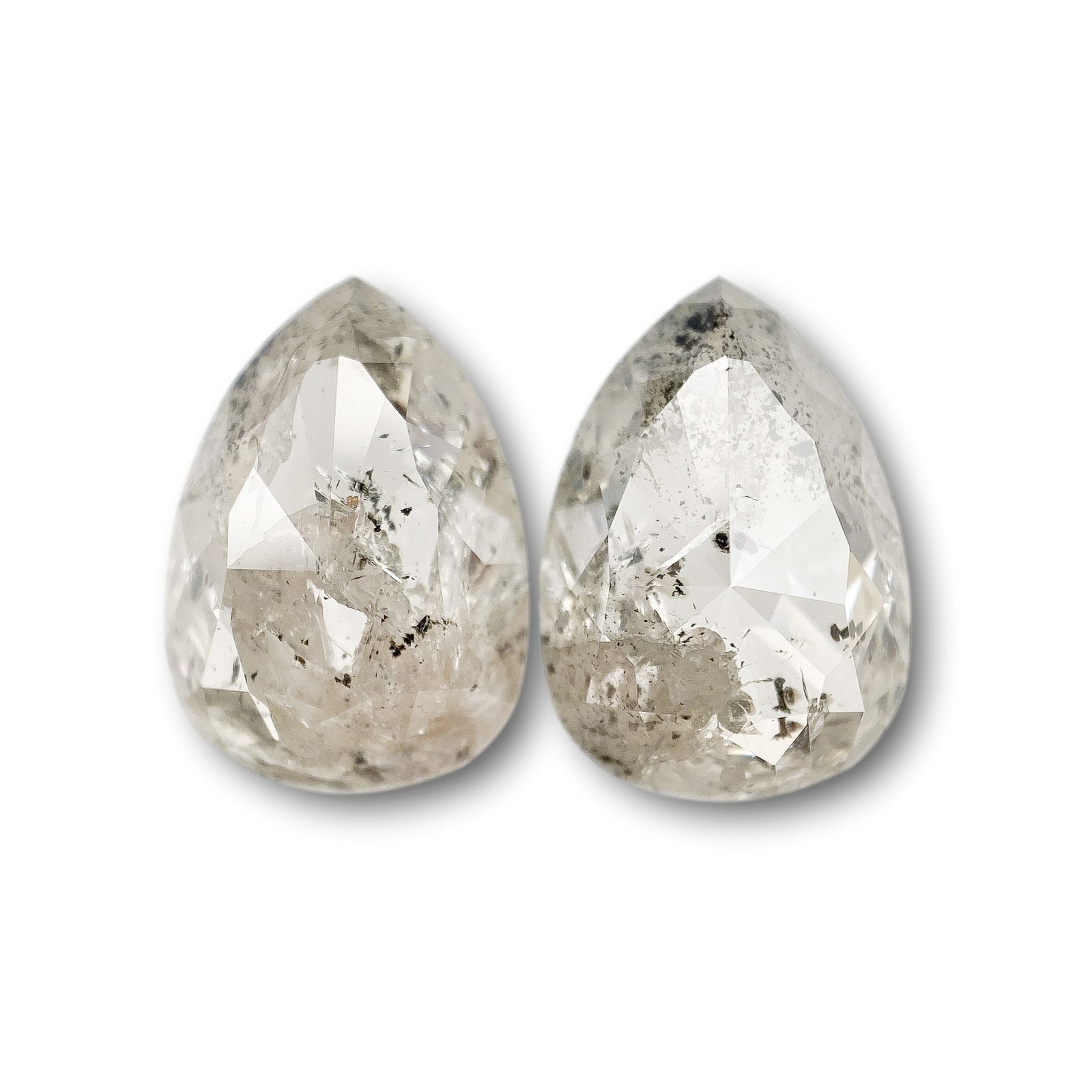5.39cttw | Rustic Pear Shape Rose Cut Diamond Matched Pair - Modern Rustic Diamond
