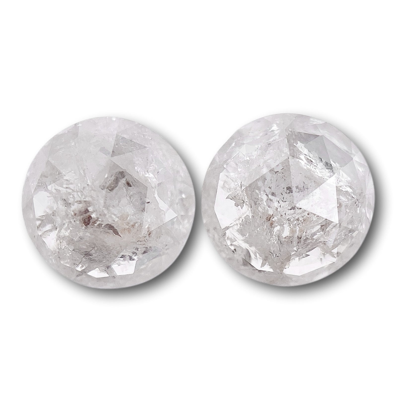 1.33cttw | Rustic  Round Shape Rose Cut Diamond Matched Pair - Modern Rustic Diamond