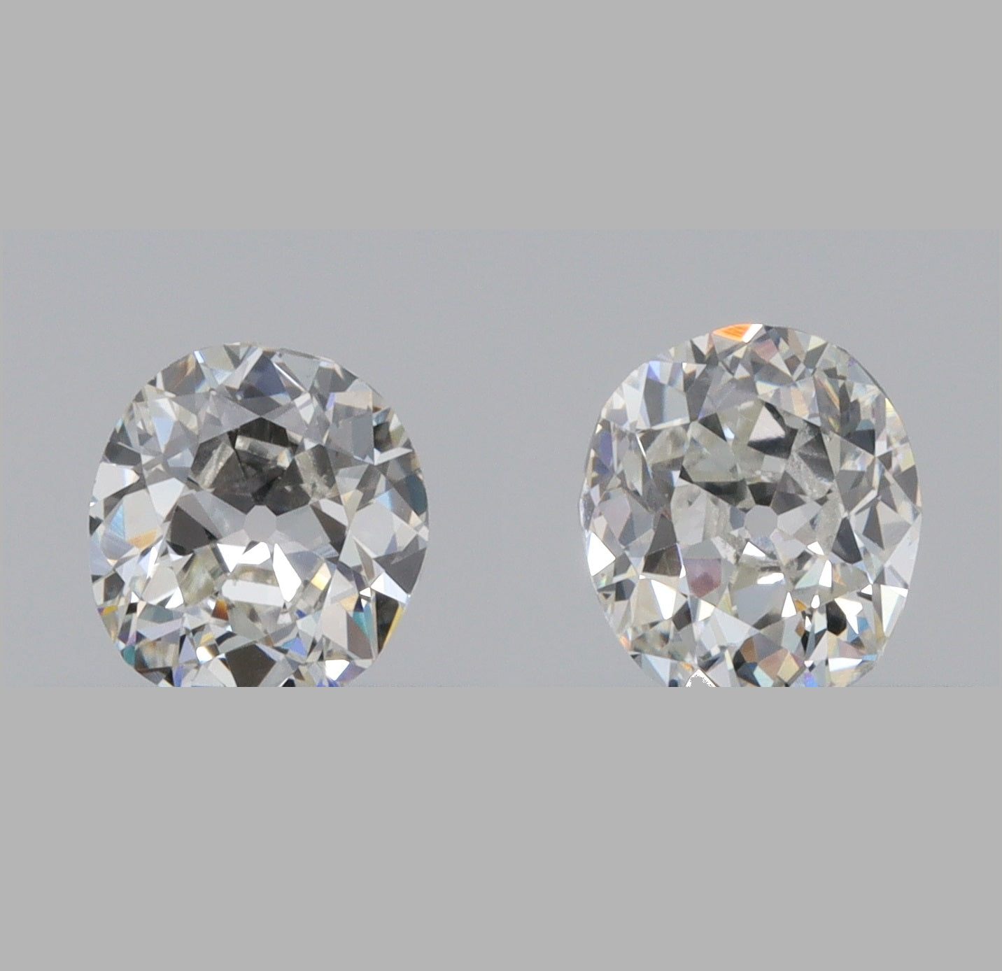 0.81cttw | G-H VVS Oval Shape Old Mine Cut Diamond Matched Pair - Modern Rustic Diamond