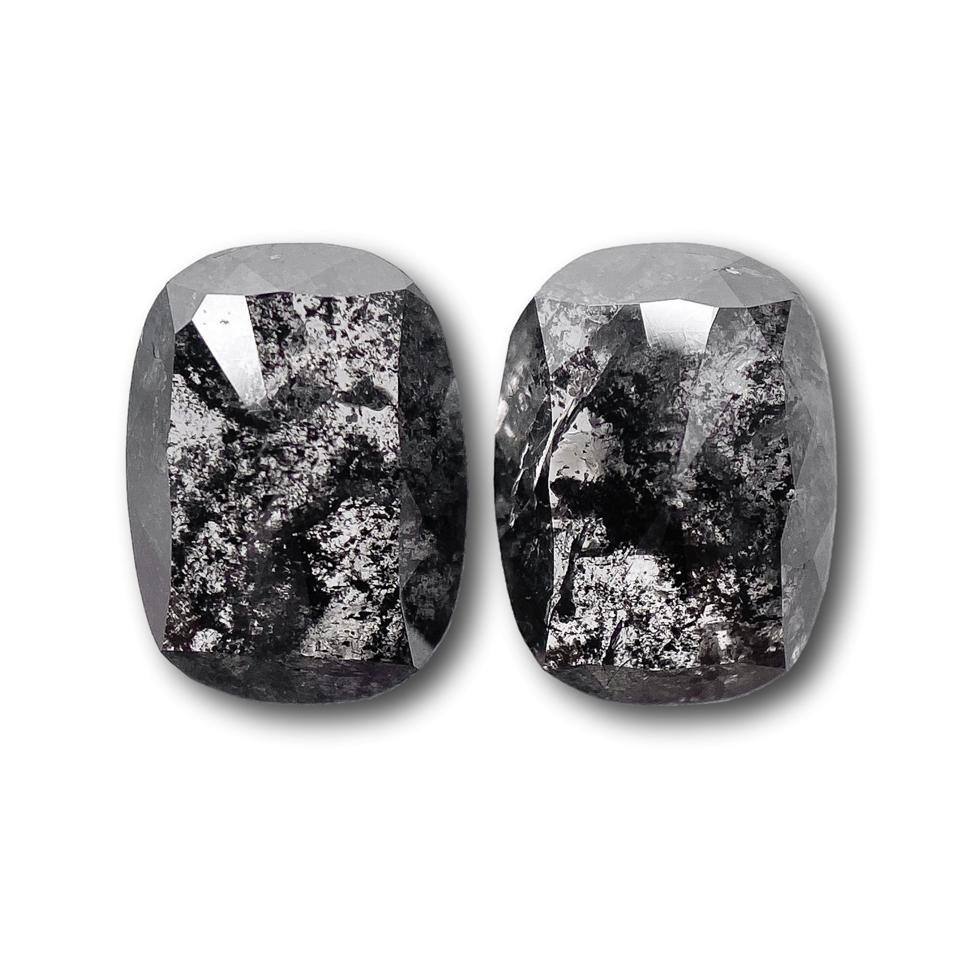 2.03cttw | Rustic  Cushion Shape Rose Cut Diamond Matched Pair - Modern Rustic Diamond