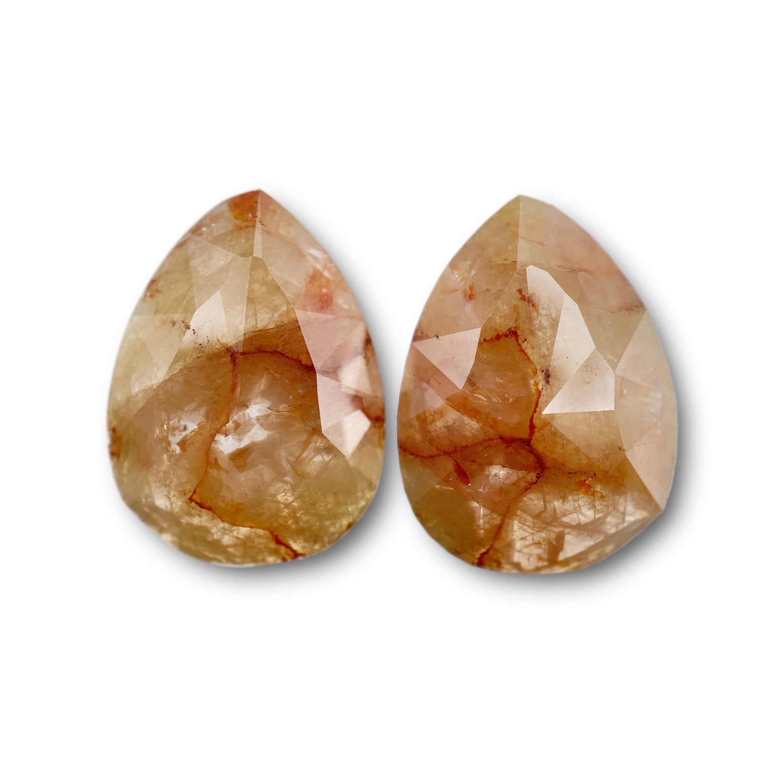 8.69cttw | Salt & Pepper Pear Shape Rose Cut Diamond Matched Pair - Modern Rustic Diamond