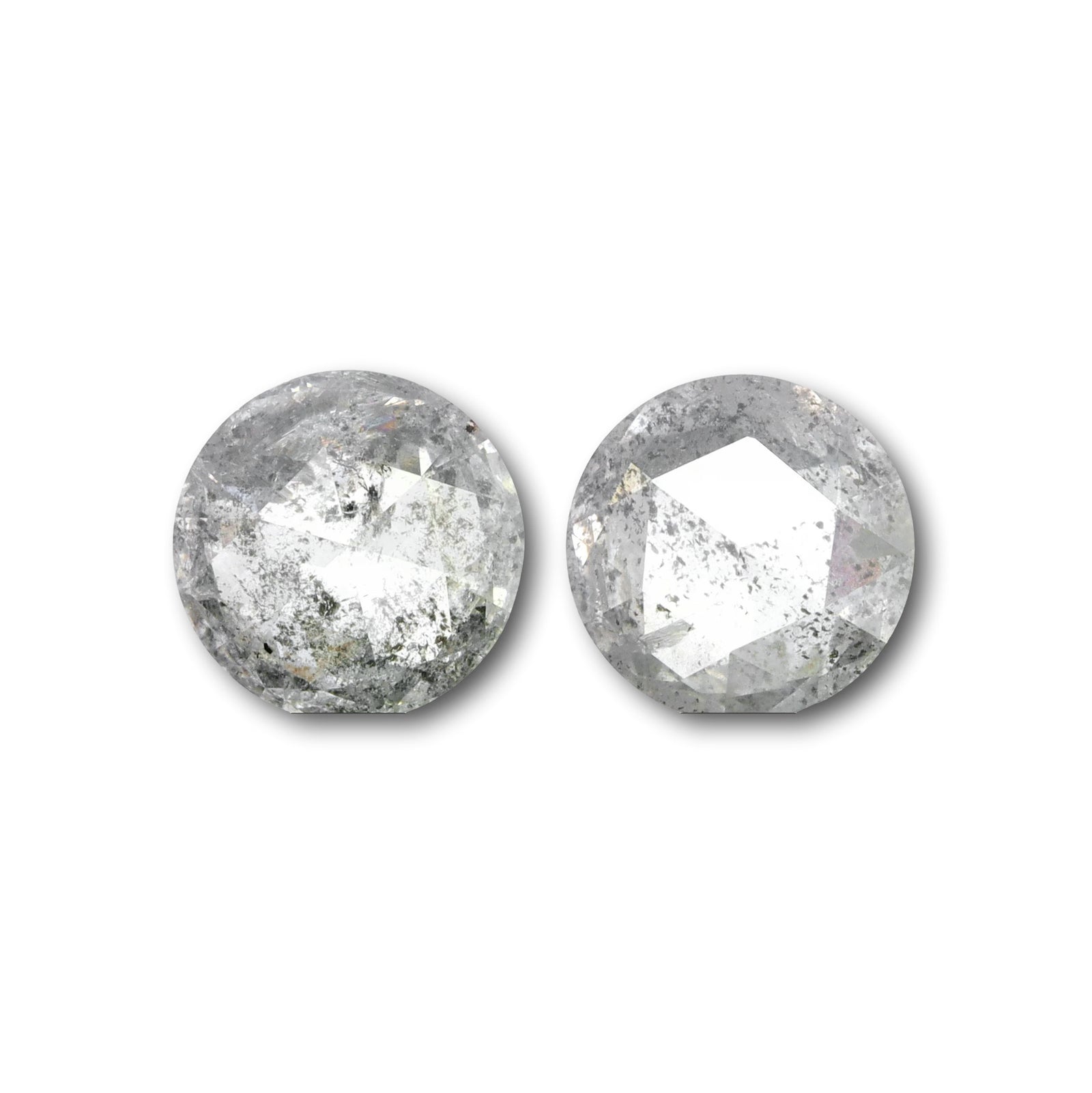 1.52cttw | Salt & Pepper Round Shape Brilliant Cut Diamond Matched Pair - Modern Rustic Diamond
