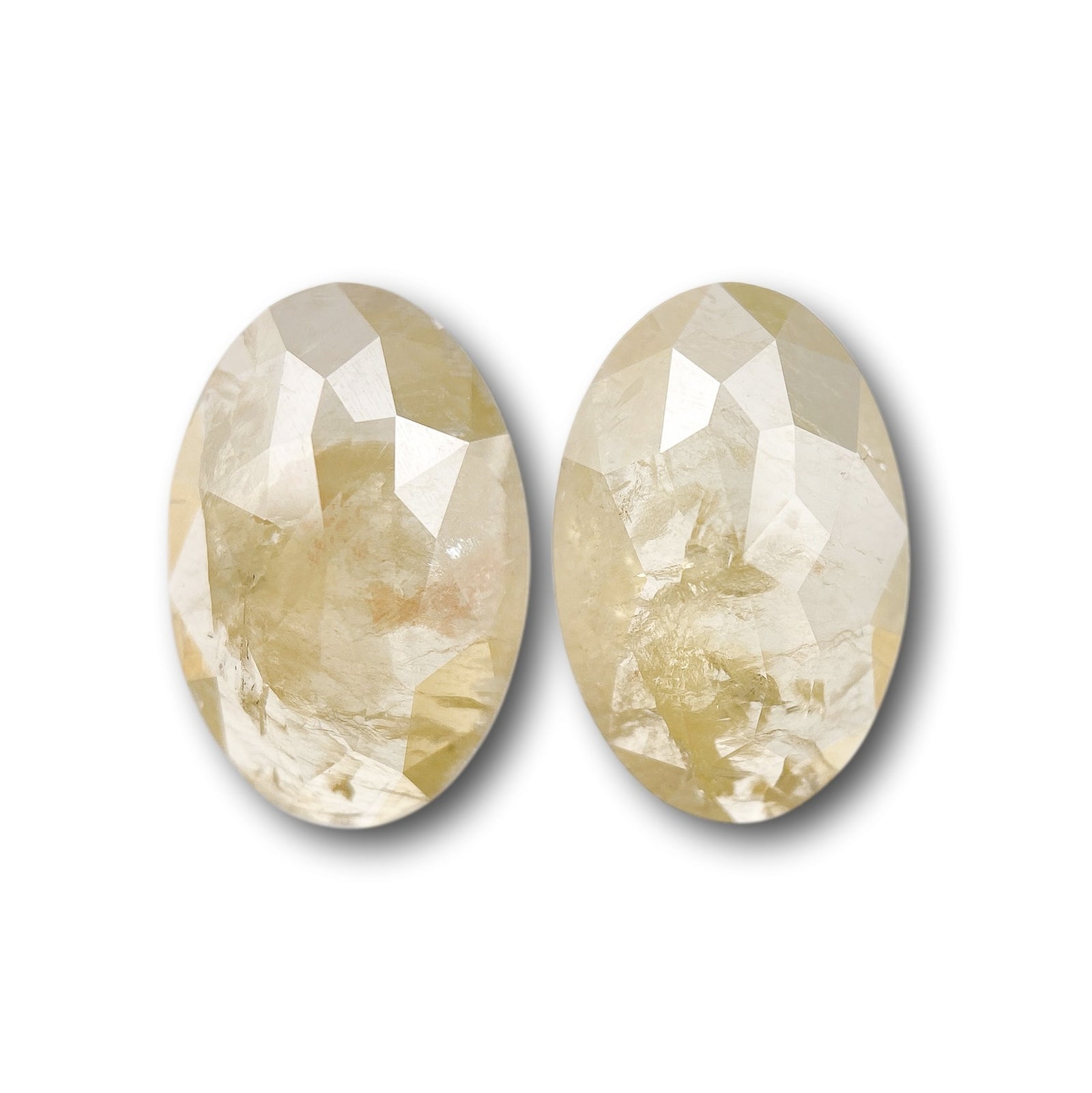 3.12cttw | Salt & Pepper Oval Shape Rose Cut Diamond Matched Pair - Modern Rustic Diamond