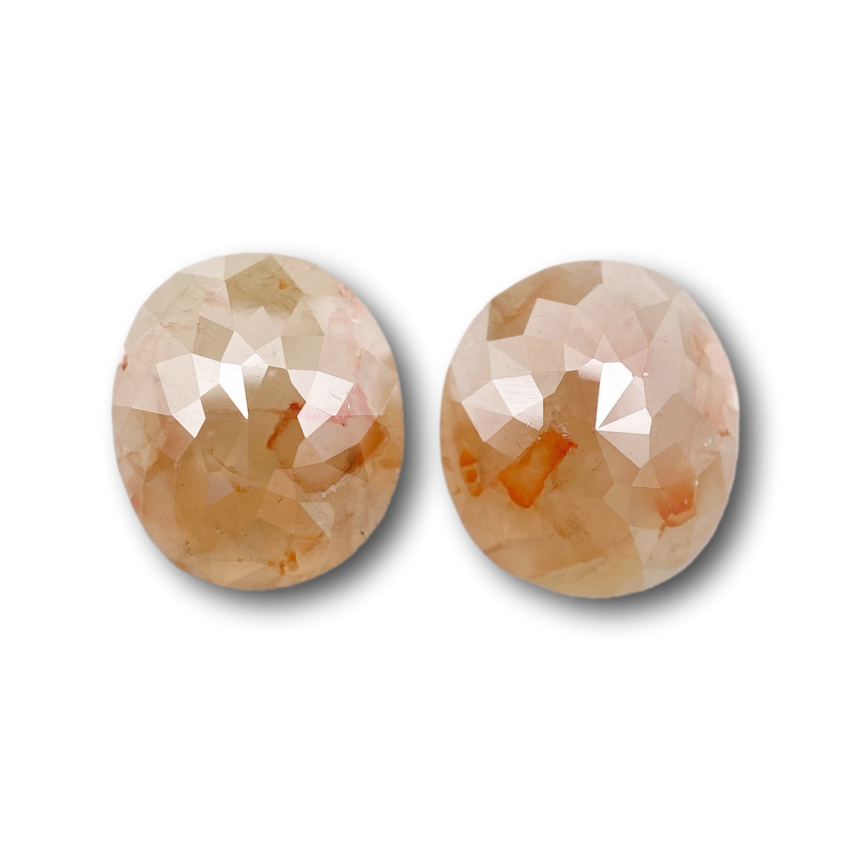 3.73cttw | Salt &amp; Pepper Oval Shape Rose Cut Diamond Matched Pair - Modern Rustic Diamond
