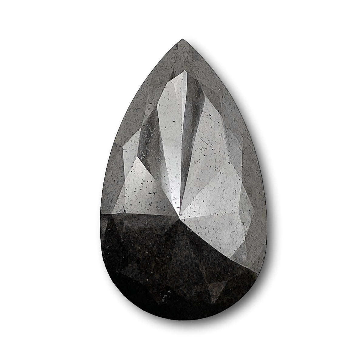17.37ct | Salt &amp; Pepper Pear Shape Rose Cut Diamond - Modern Rustic Diamond