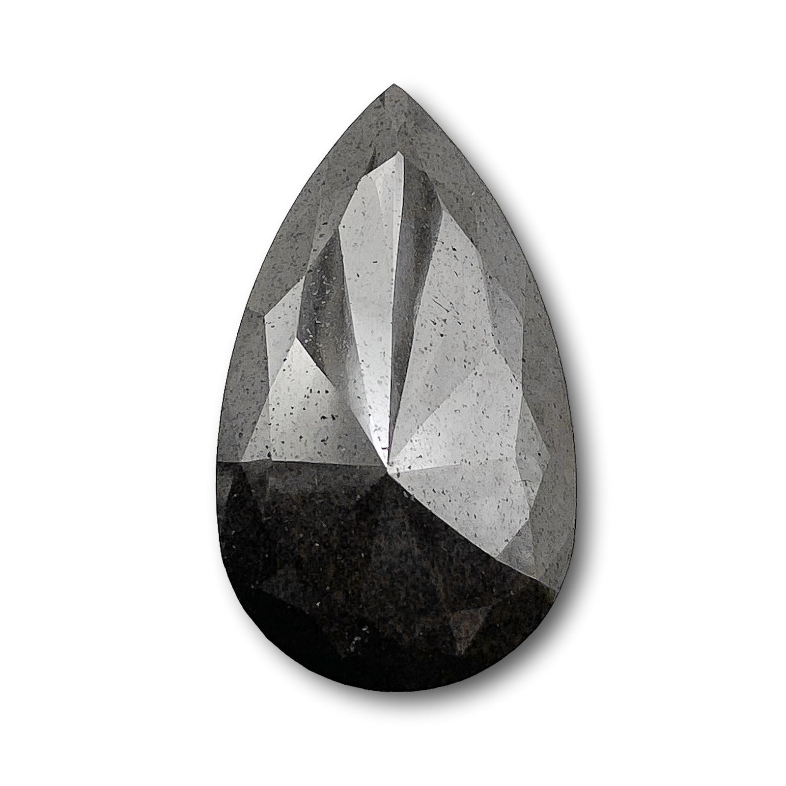 17.37ct | Salt & Pepper Pear Shape Rose Cut Diamond - Modern Rustic Diamond