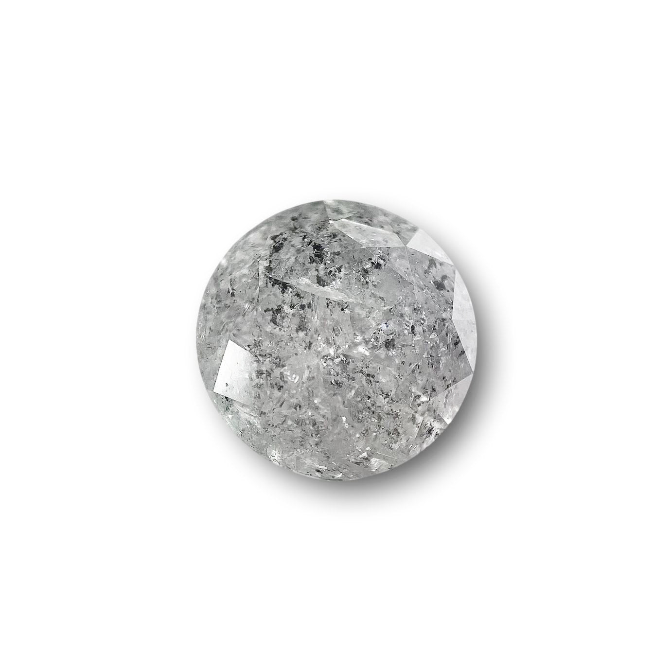 2.78ct | Salt & Pepper Round Shape Brilliant Cut Diamond - Modern Rustic Diamond