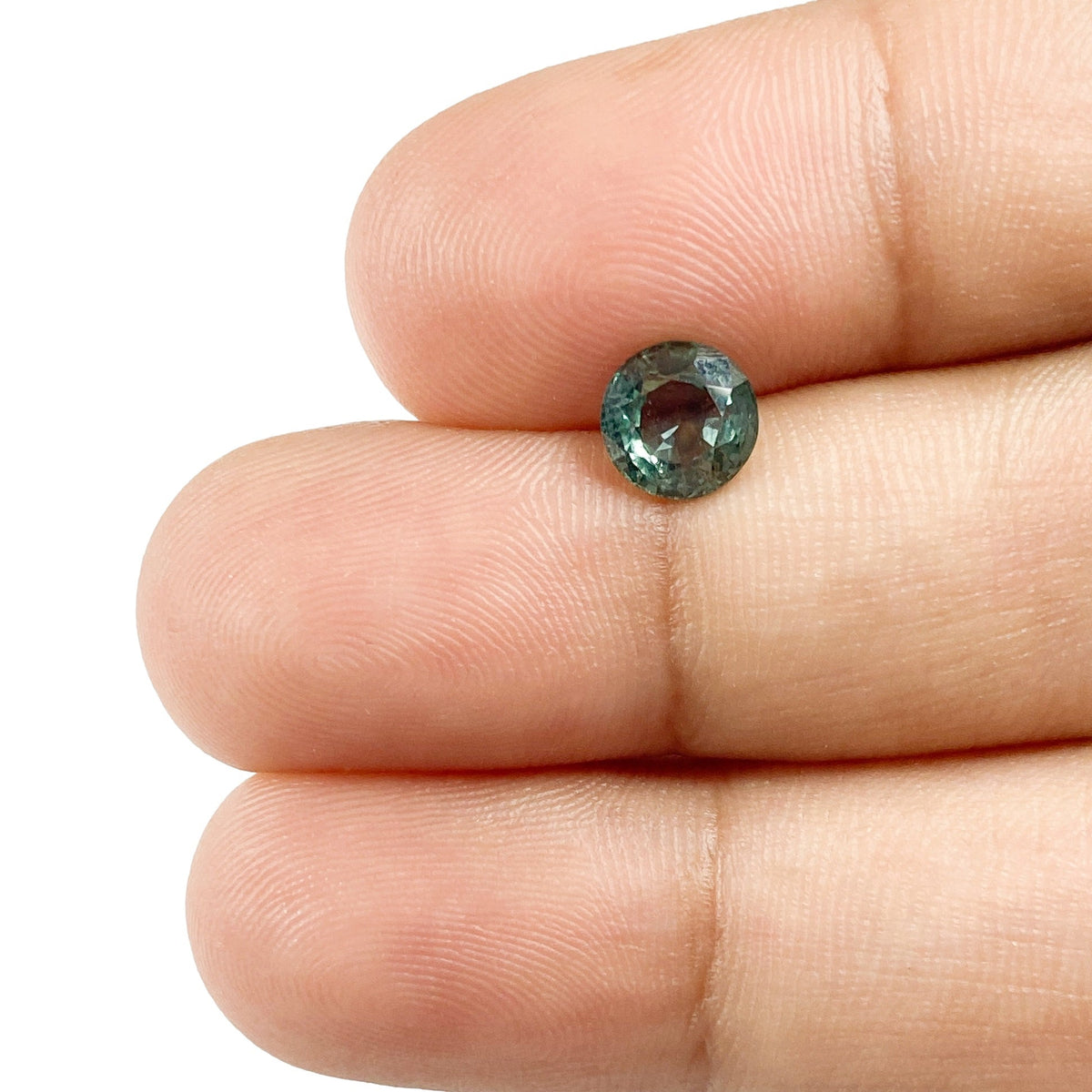 1.15ct | Brilliant Cut Round Shape Green Montana Sapphire-Modern Rustic Diamond
