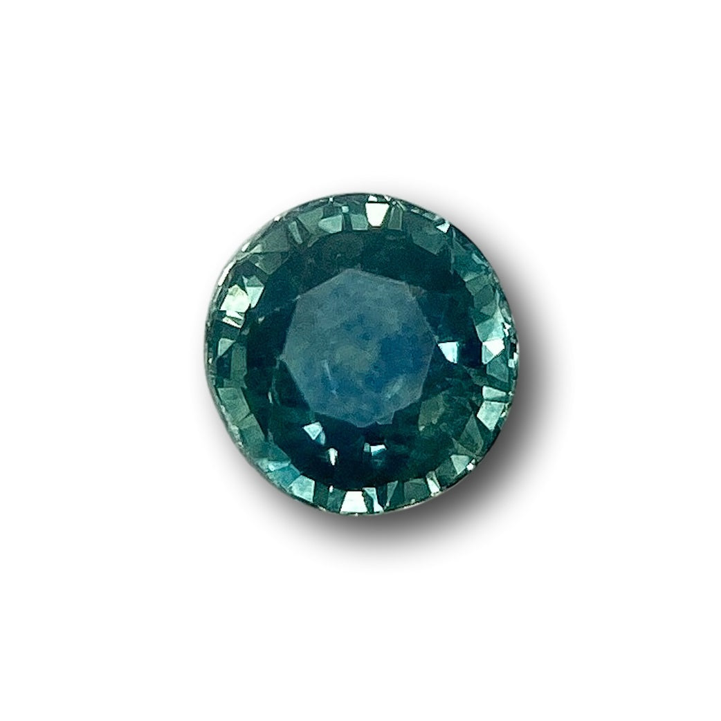 1.15ct | Brilliant Cut Round Shape Greenish Blue Montana Sapphire-Modern Rustic Diamond