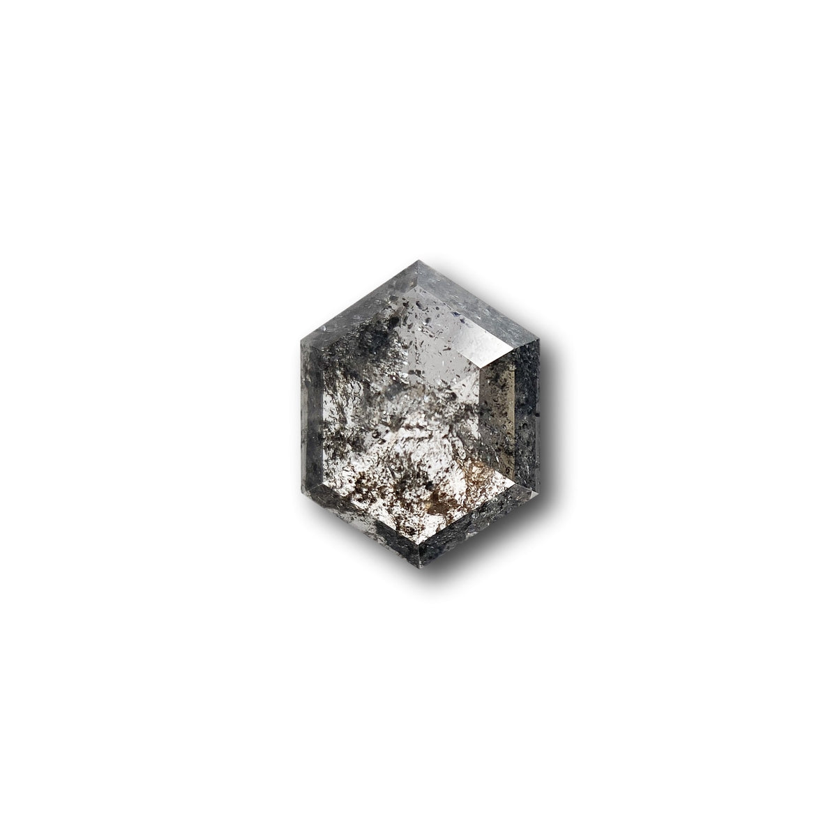0.89ct | Salt &amp; Pepper Hexagon Shape Rose Cut Diamond - Modern Rustic Diamond