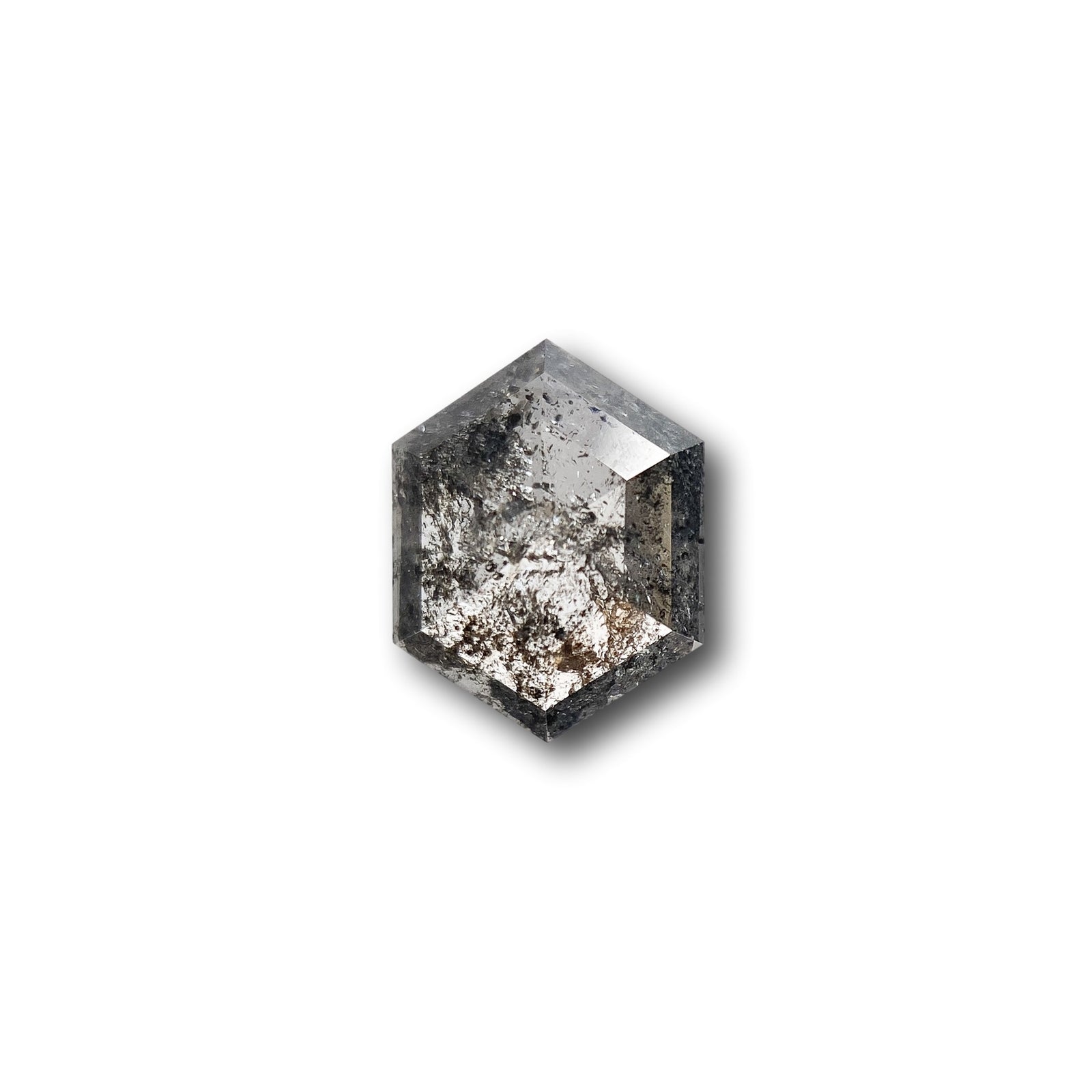 0.89ct | Salt & Pepper Hexagon Shape Rose Cut Diamond - Modern Rustic Diamond