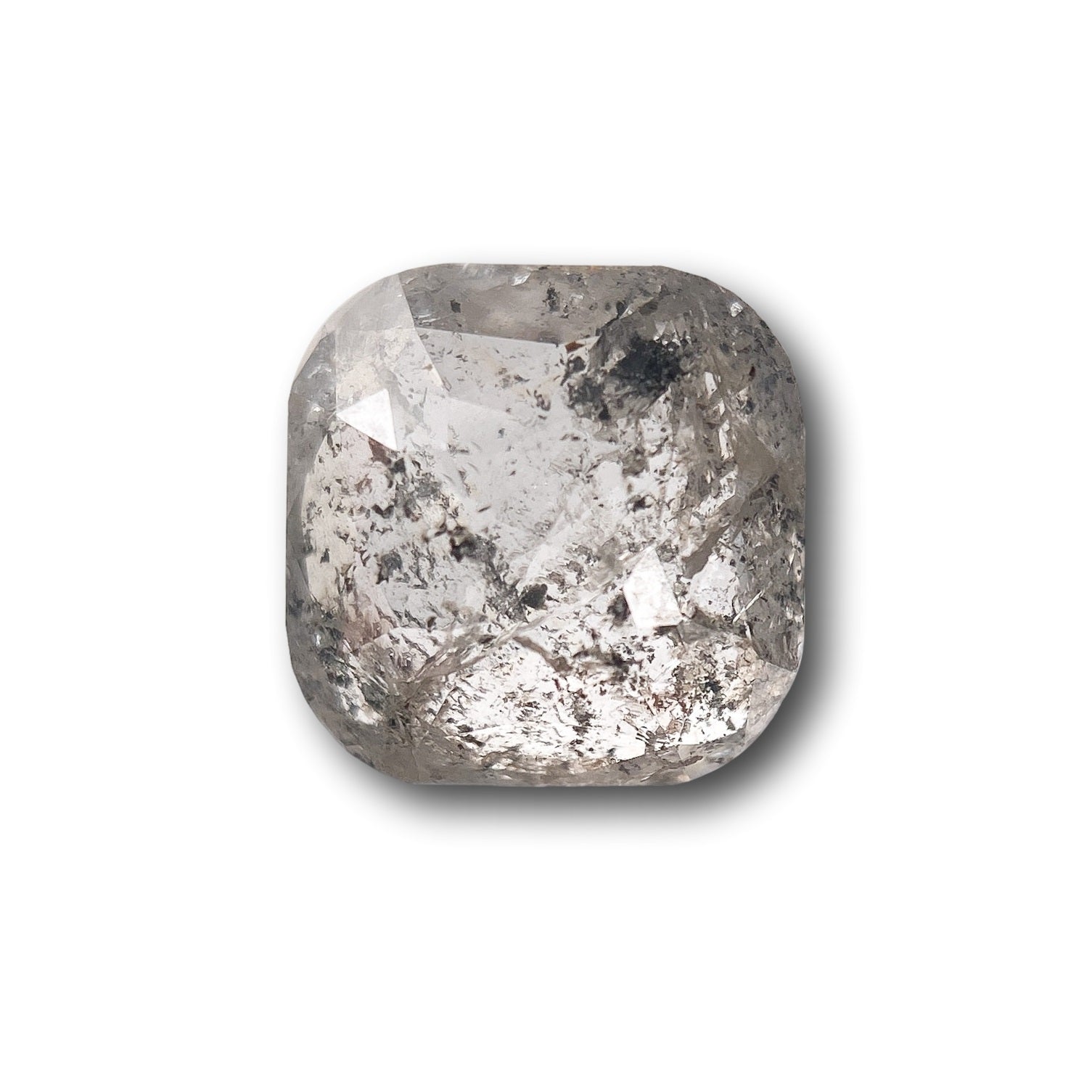 2.43ct | Salt & Pepper Cushion Shape Rose Cut Diamond - Modern Rustic Diamond