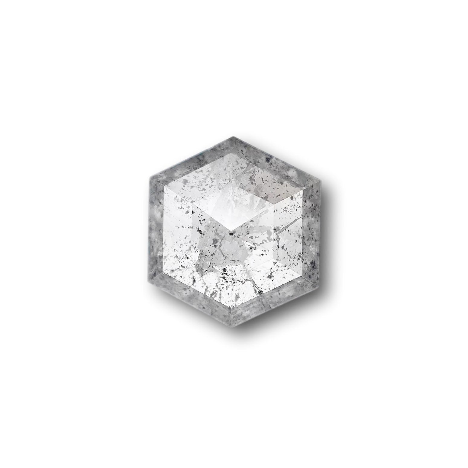 2.28ct | Salt & Pepper Hexagon Shape Rose Cut Diamond - Modern Rustic Diamond