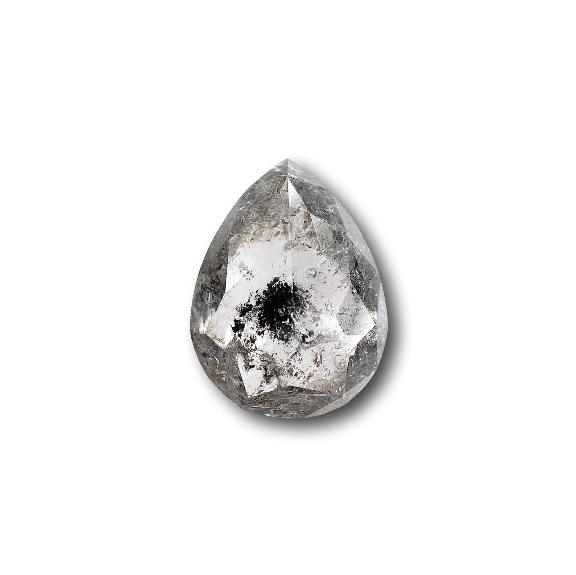 0.89ct | Salt & Pepper Pear Shape Rose Cut Diamond - Modern Rustic Diamond