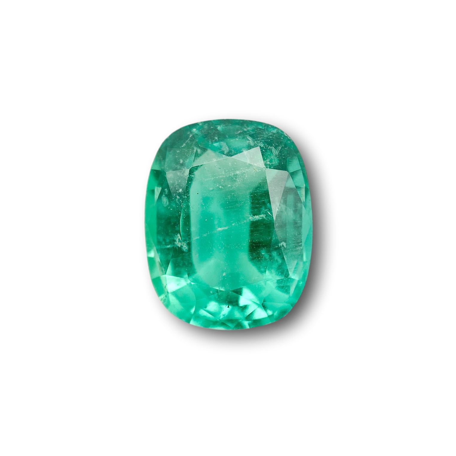 4.33ct | Brilliant Cut Cushion Shape Brazil Emerald - Modern Rustic Diamond