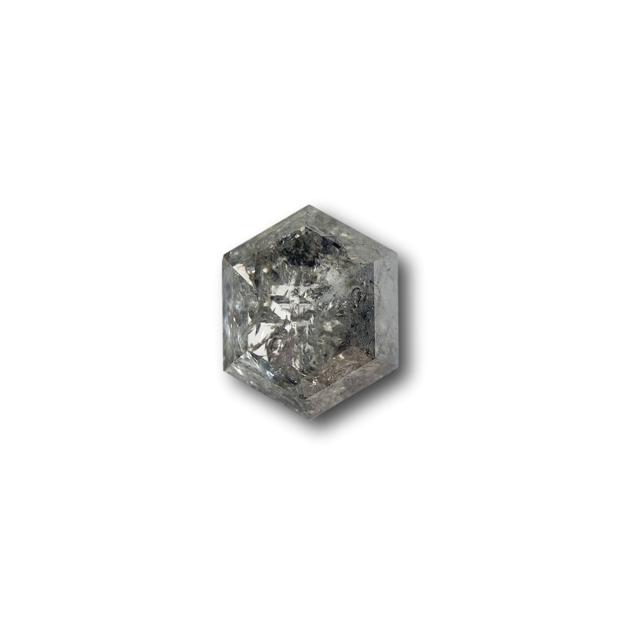1.79ct | Salt &amp; Pepper Hexagon Shape Rose Cut Diamond - Modern Rustic Diamond