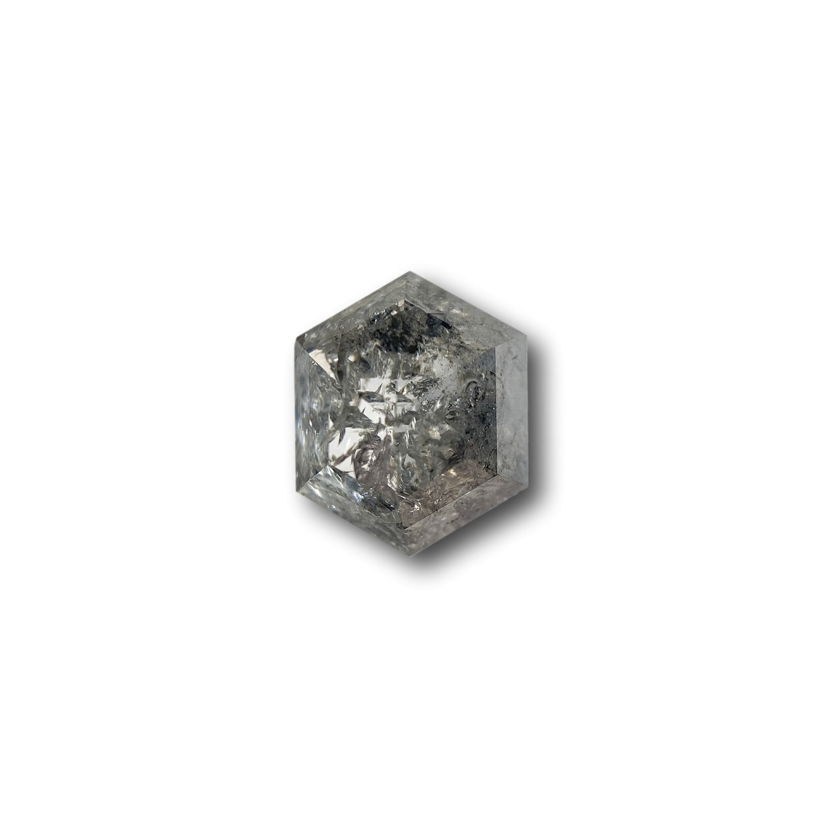 1.79ct | Salt & Pepper Hexagon Shape Rose Cut Diamond - Modern Rustic Diamond