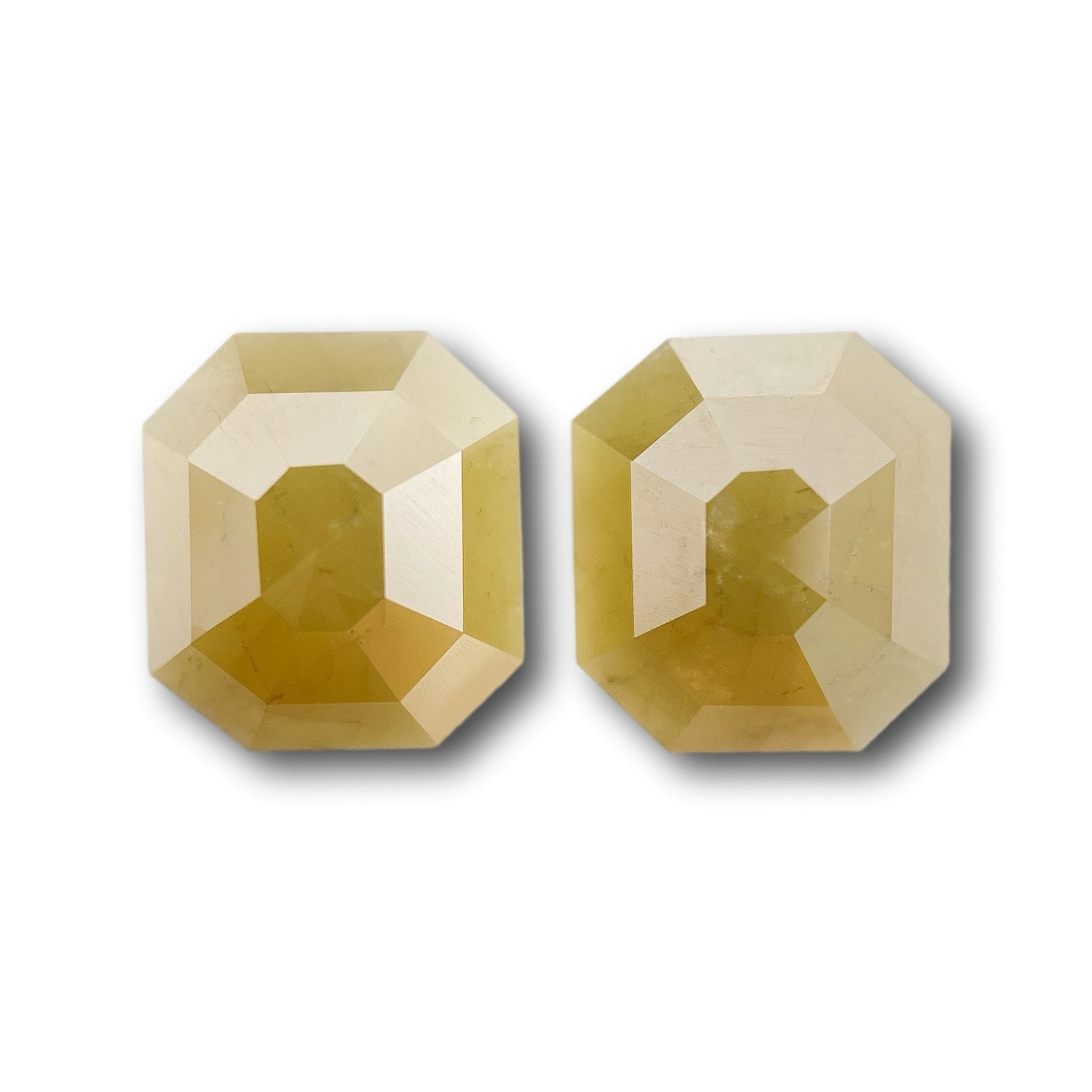 2.81cttw | Salt & Pepper Emerald Shape Rose Cut Diamond Matched Pair - Modern Rustic Diamond