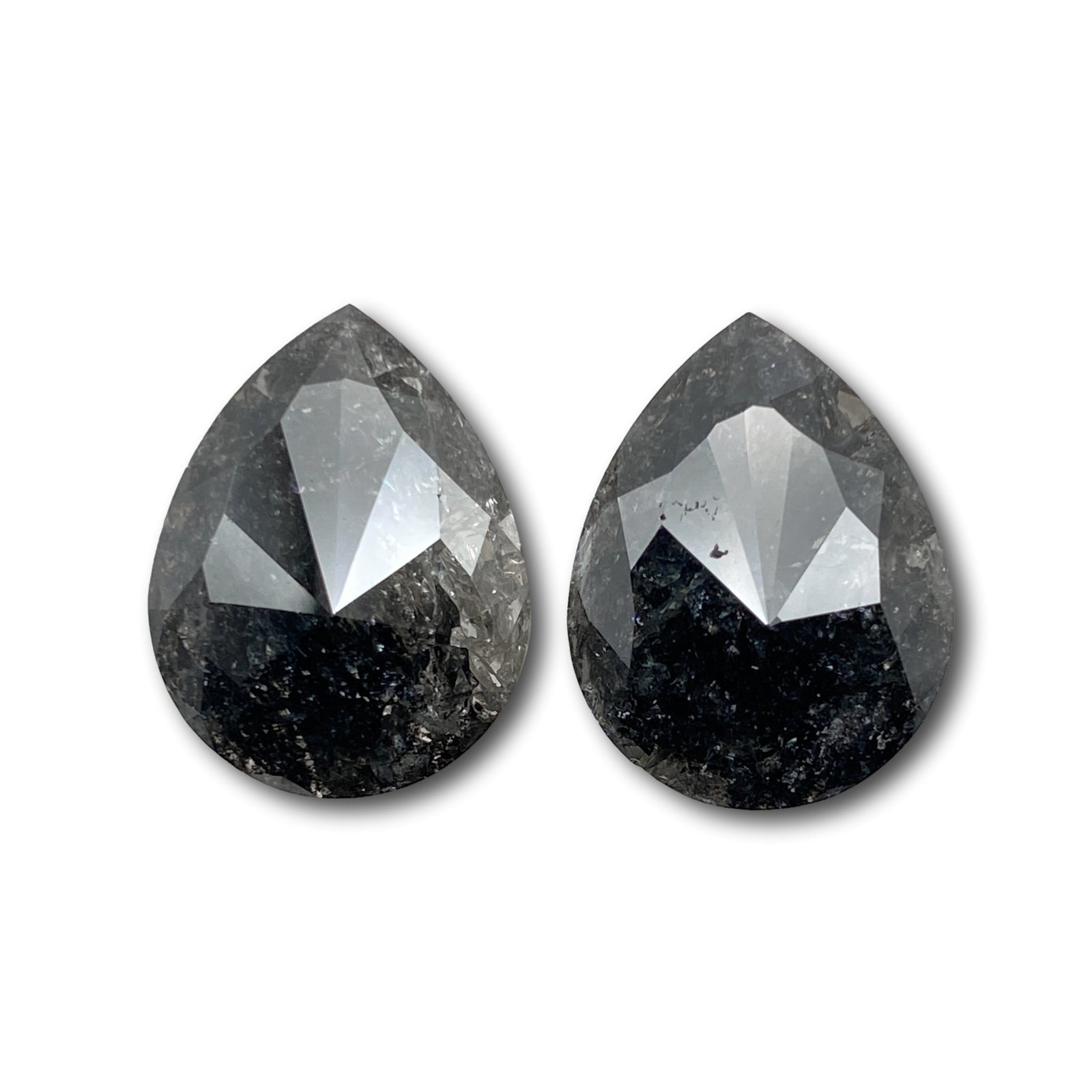 18.43cttw | Rustic  Pear Shape Rose Cut Diamond Matched Pair - Modern Rustic Diamond