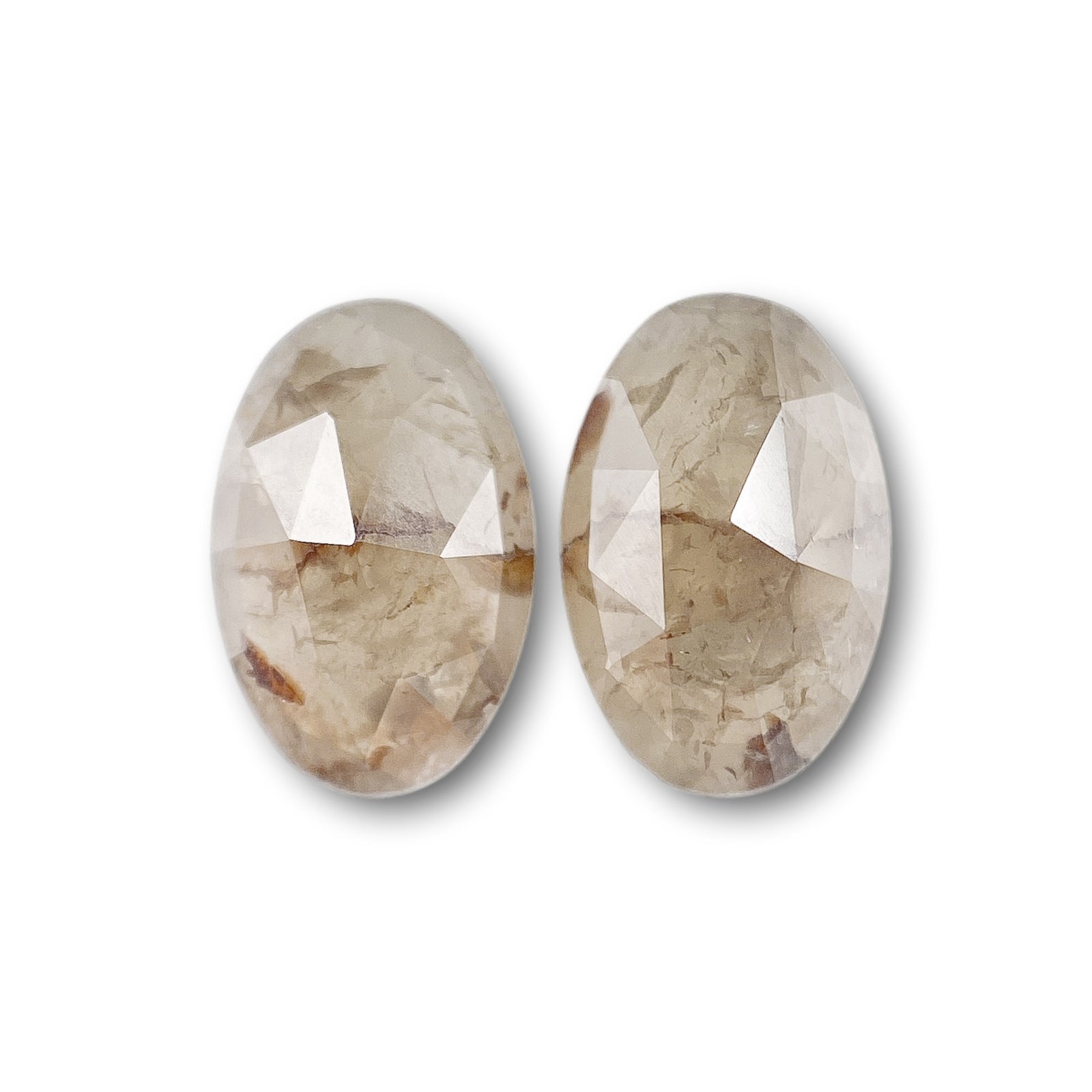 1.63cttw | Rustic  Oval Shape Rose Cut Diamond Matched Pair - Modern Rustic Diamond