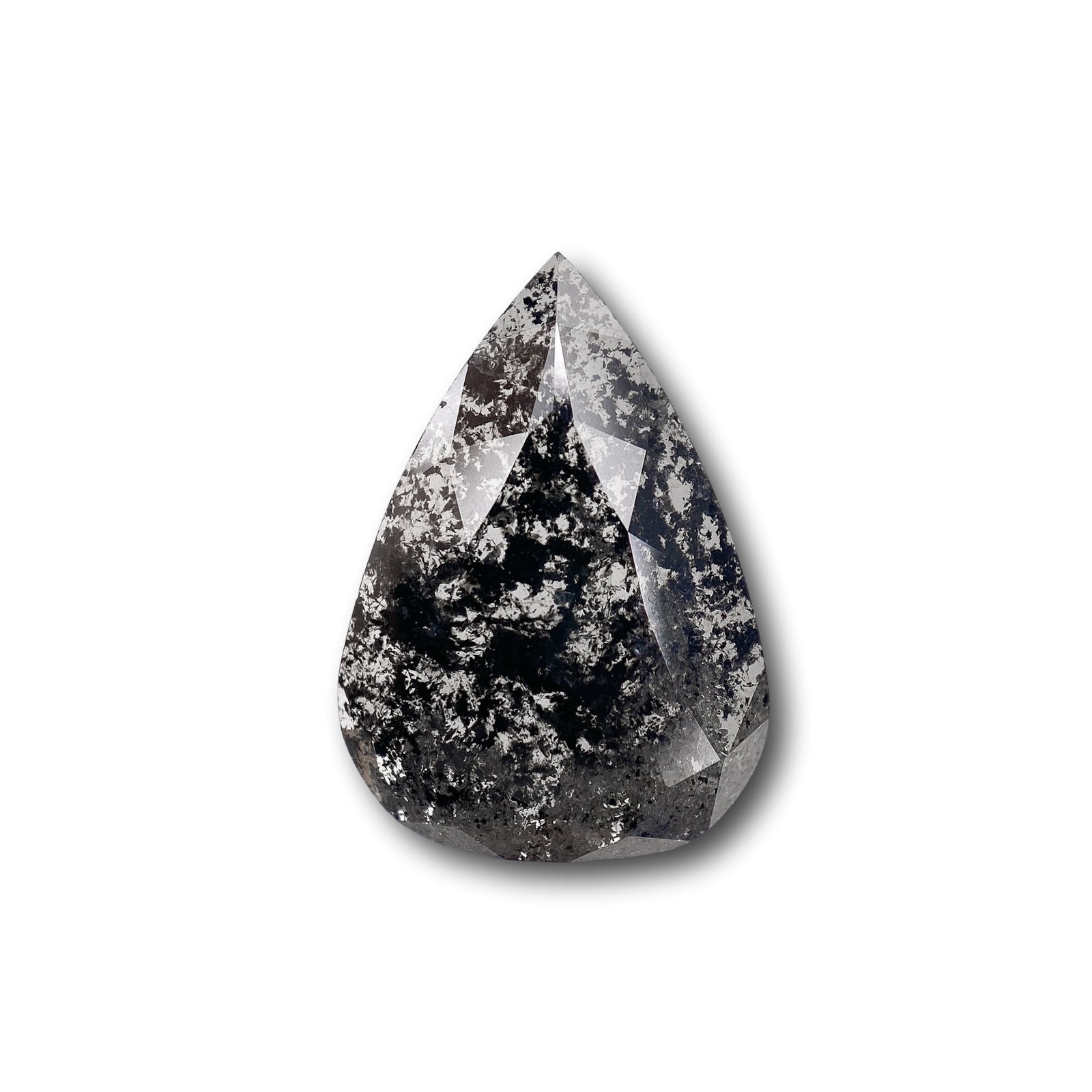 2.71ct | Salt & Pepper Pear Shape Rose Cut Diamond - Modern Rustic Diamond