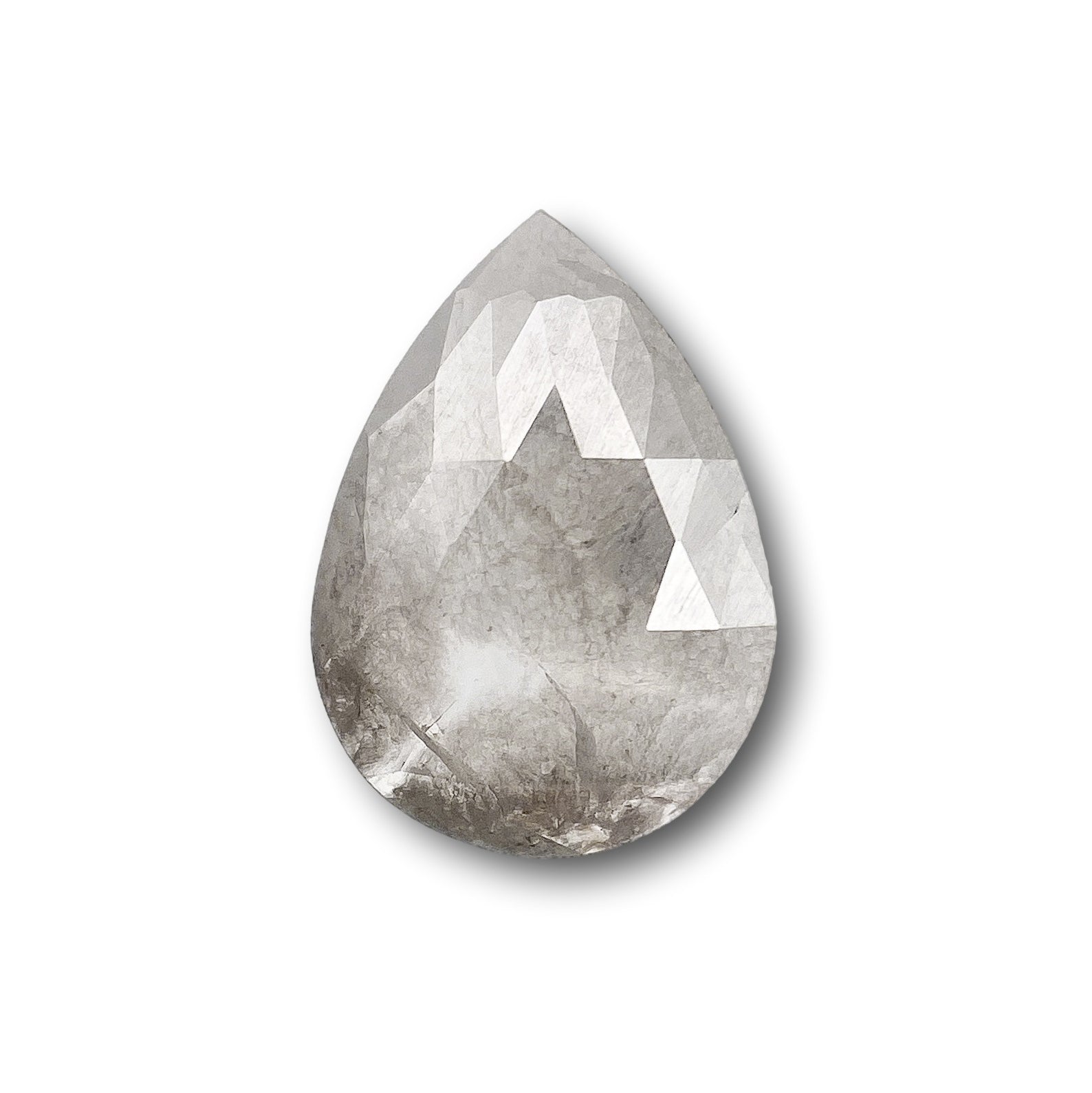 0.90ct | Salt & Pepper Pear Shape Rose Cut Diamond - Modern Rustic Diamond