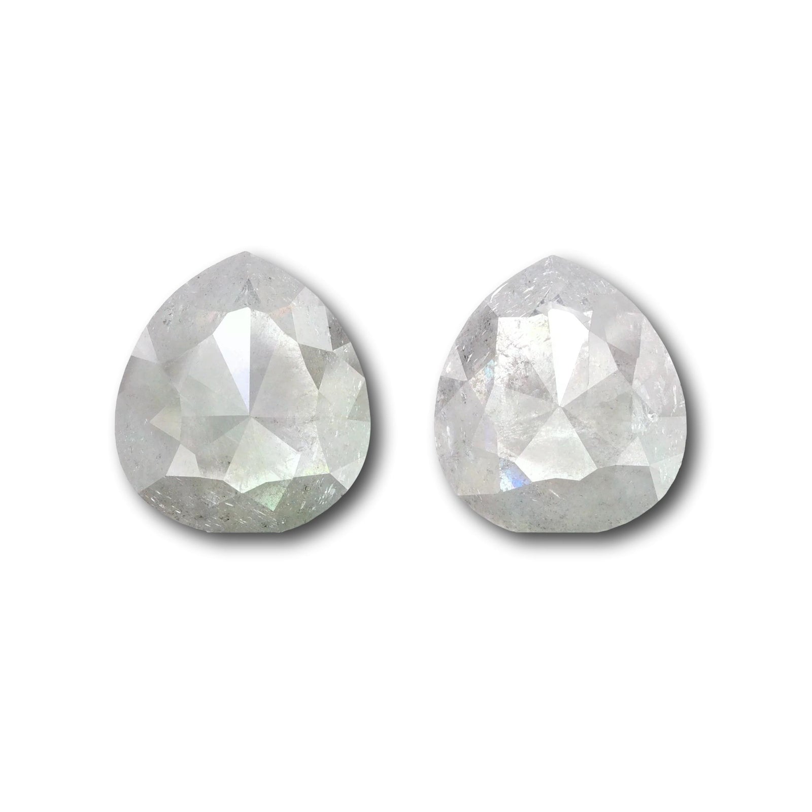 11.33cttw | Salt & Pepper Pear Shape Rose Cut Diamond Matched Pair - Modern Rustic Diamond