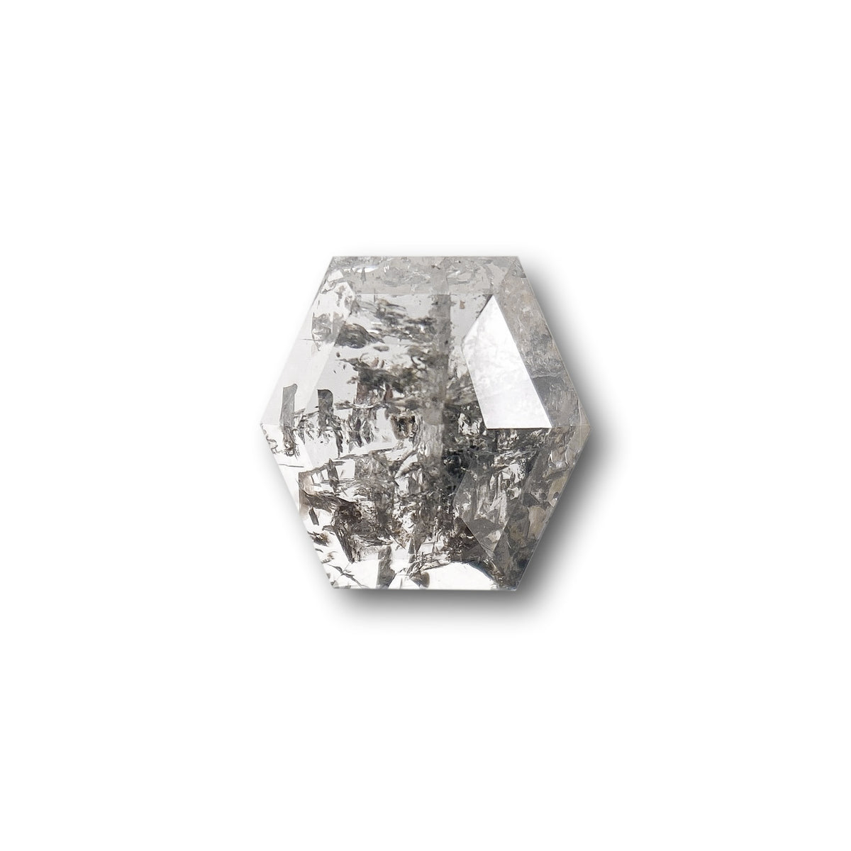 0.78ct | Salt &amp; Pepper Hexagon Shape Rose Cut Diamond - Modern Rustic Diamond