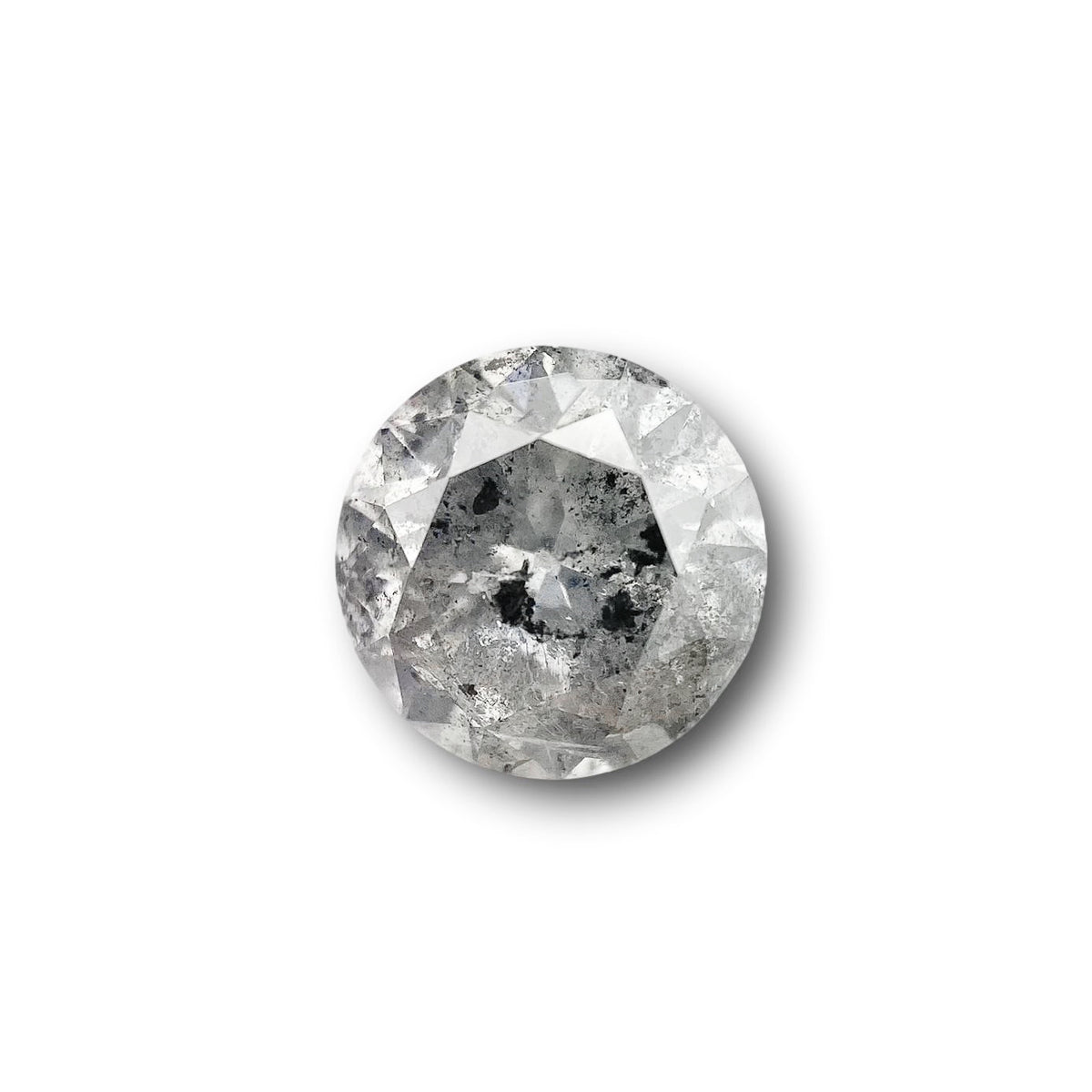 1.75ct | Salt &amp; Pepper Round Shape Brilliant Cut Diamond - Modern Rustic Diamond
