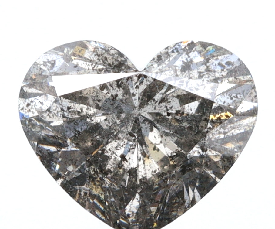 1.01ct | Salt & Pepper Heart Shape Brilliant Cut Diamond - Modern Rustic Diamond