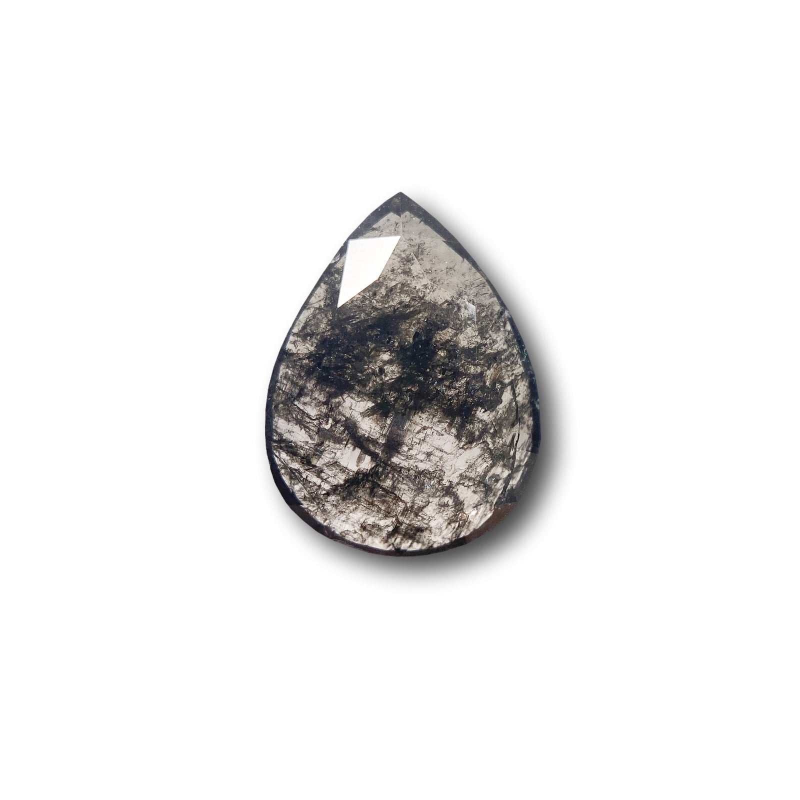 1.76ct | Salt & Pepper Pear Shape Rose Cut Diamond - Modern Rustic Diamond
