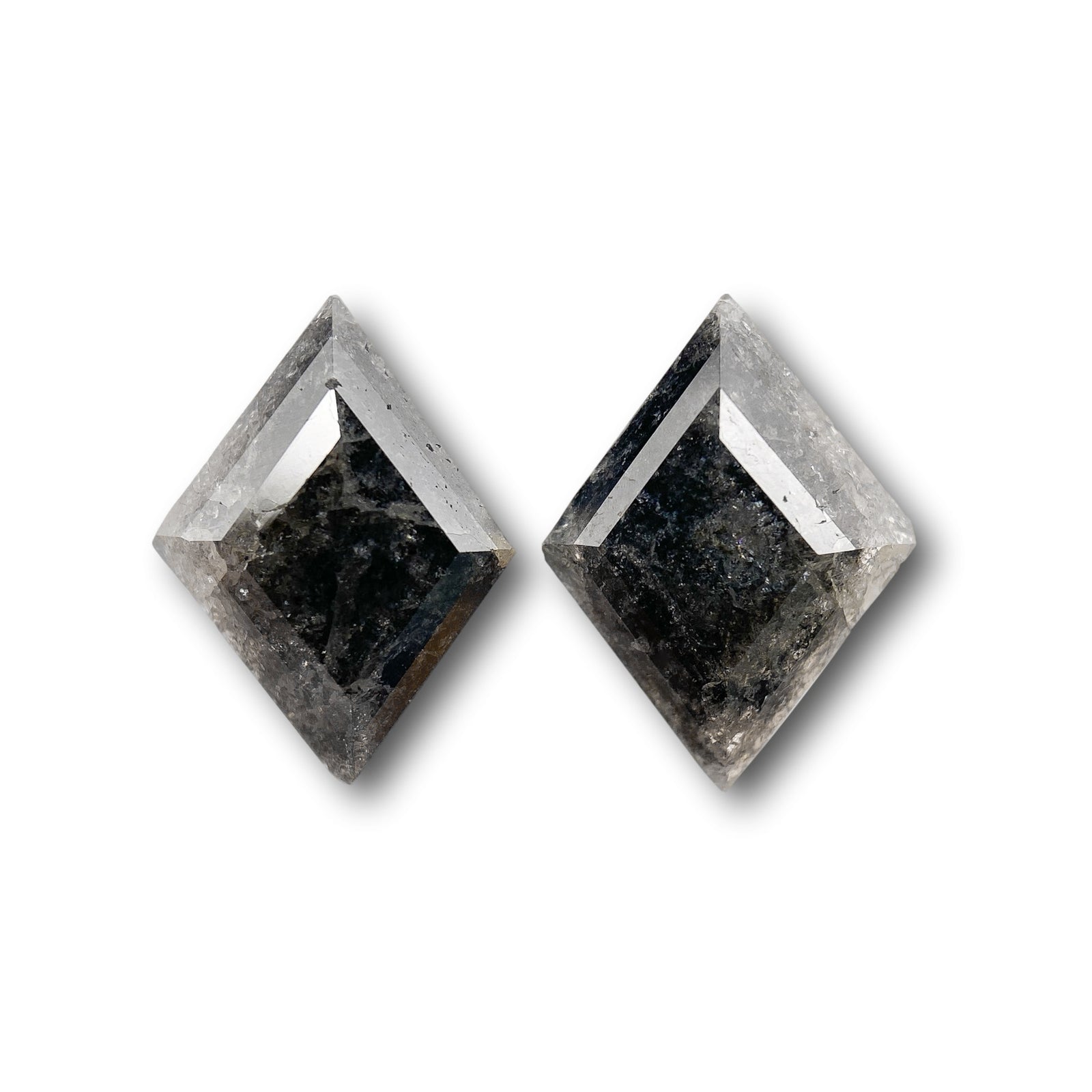 2.11cttw | Rustic  Lozenge Shape Rose Cut Diamond Matched Pair - Modern Rustic Diamond