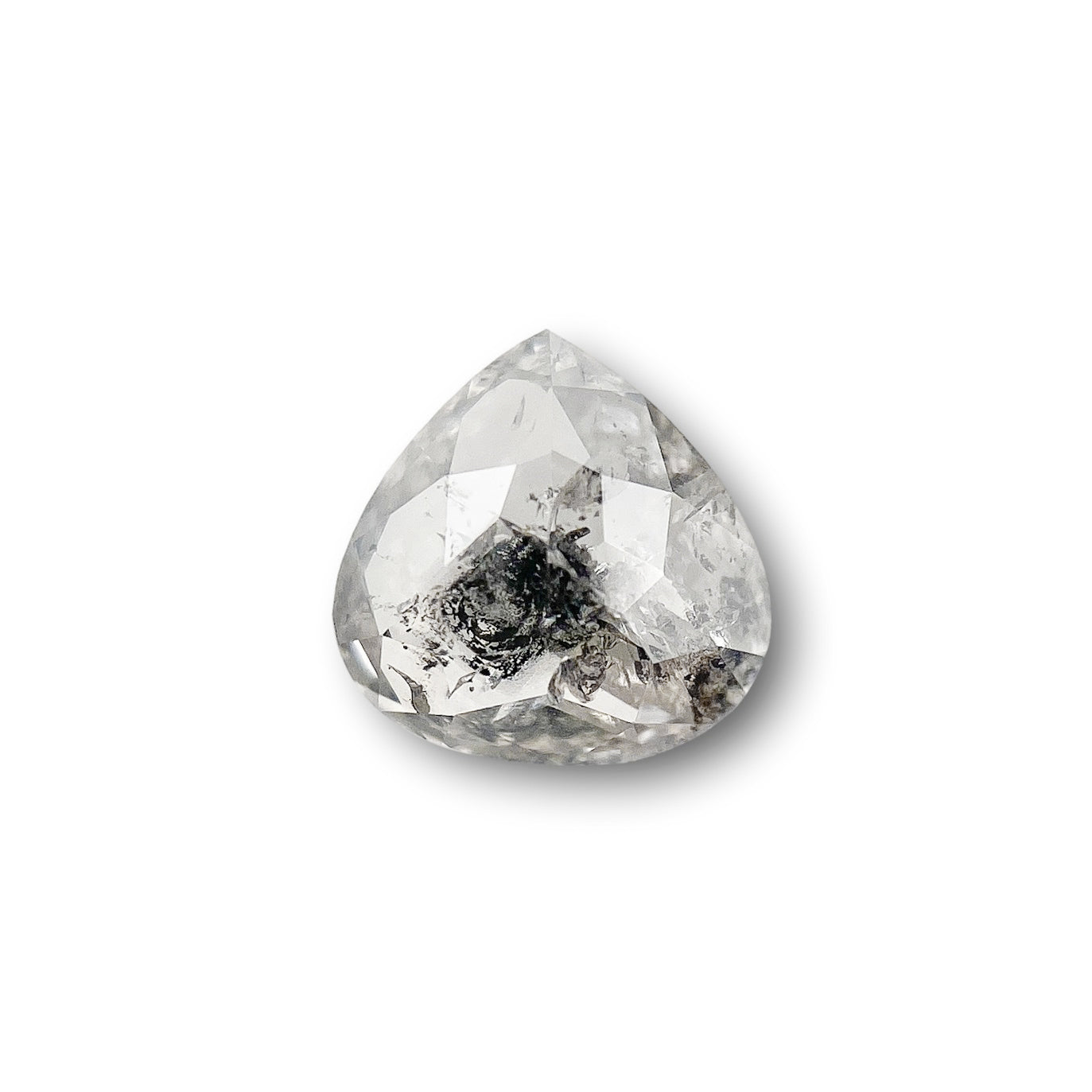 0.70ct | Salt & Pepper Pear Shape Rose Cut Diamond - Modern Rustic Diamond